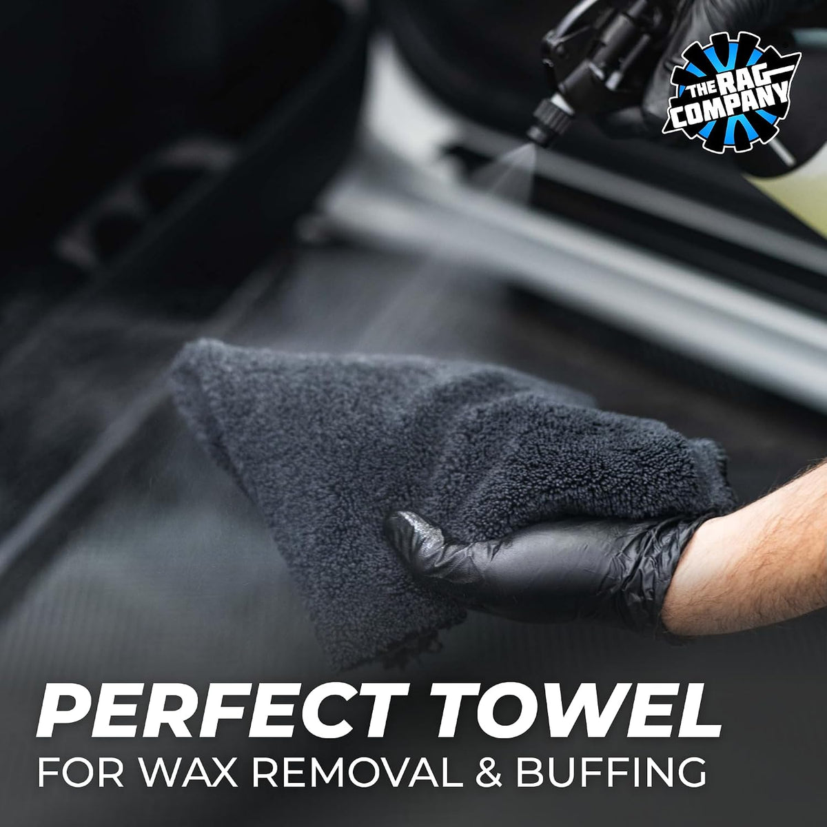 The Rag Company - Creature Edgeless Auto Detailing Towels (10-Pack) Professional 70/30 Blend, Dual-Pile Plush Microfiber, Buffing & Polishing, 420gsm, 16in x 16in, Black