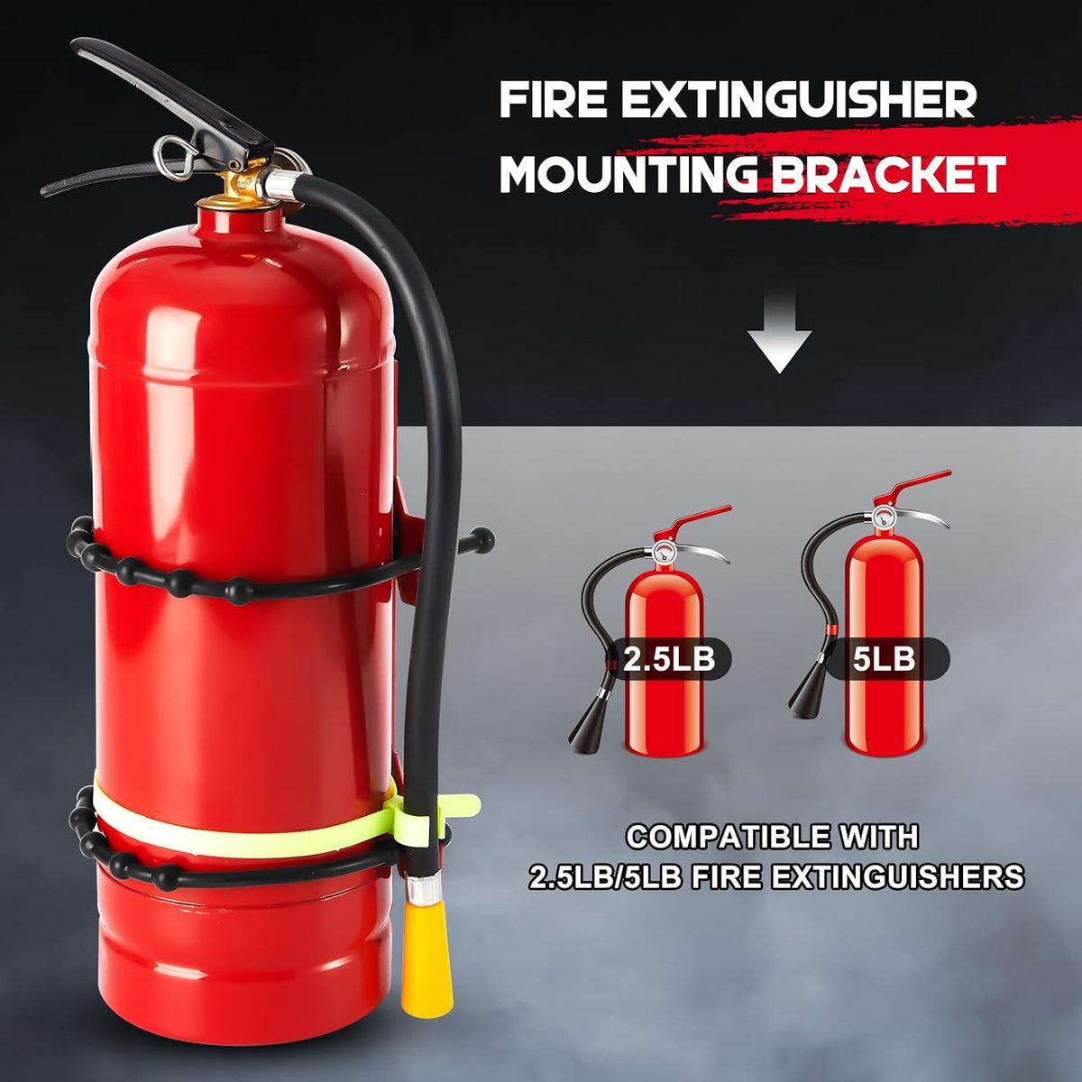 RattanView 4 Pcs Fire Extinguisher Bracket, 2.5 Lb and 5 Lb, Red