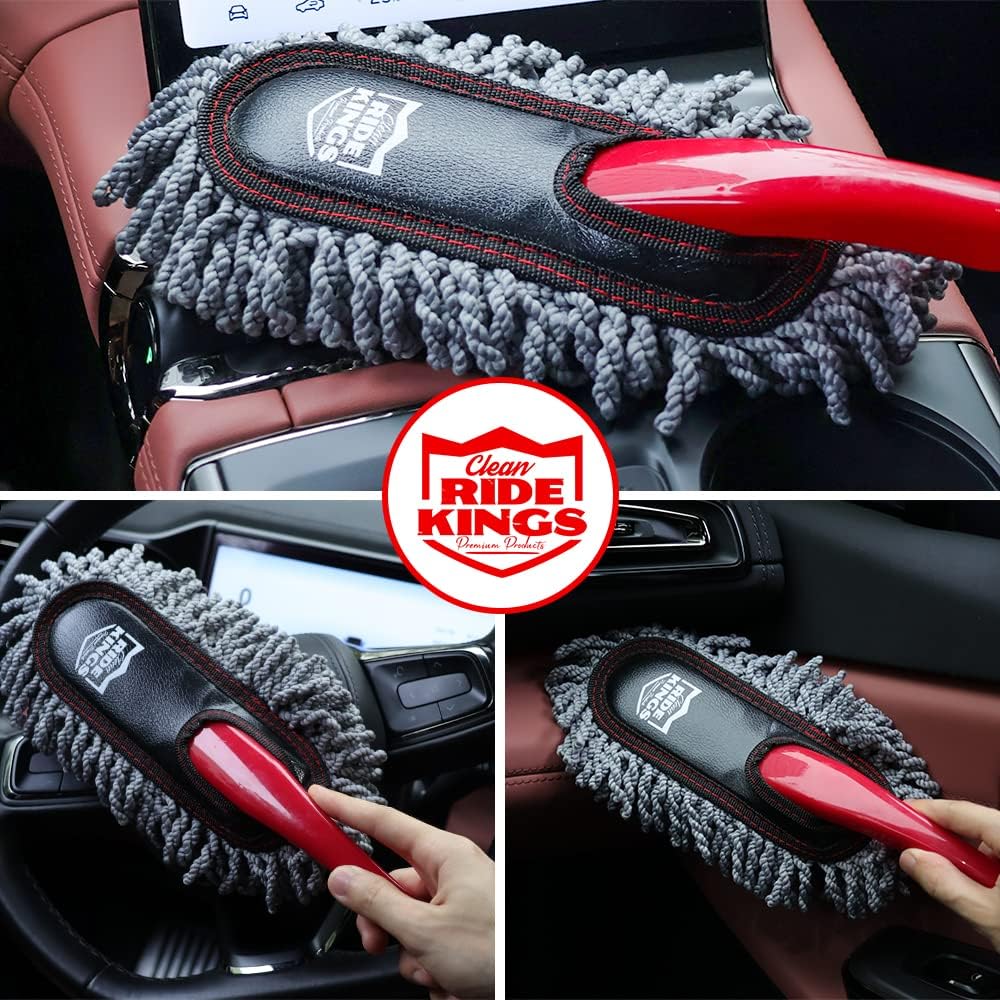 Car Duster Exterior Scratch Free,Car Dusters Extendable Handle Cleaning Exterior,Detailing Brush Kit for Truck,SUV,Caravan,Motorcycle,Wax Cotton Fabric,Waterless Wash Equipment