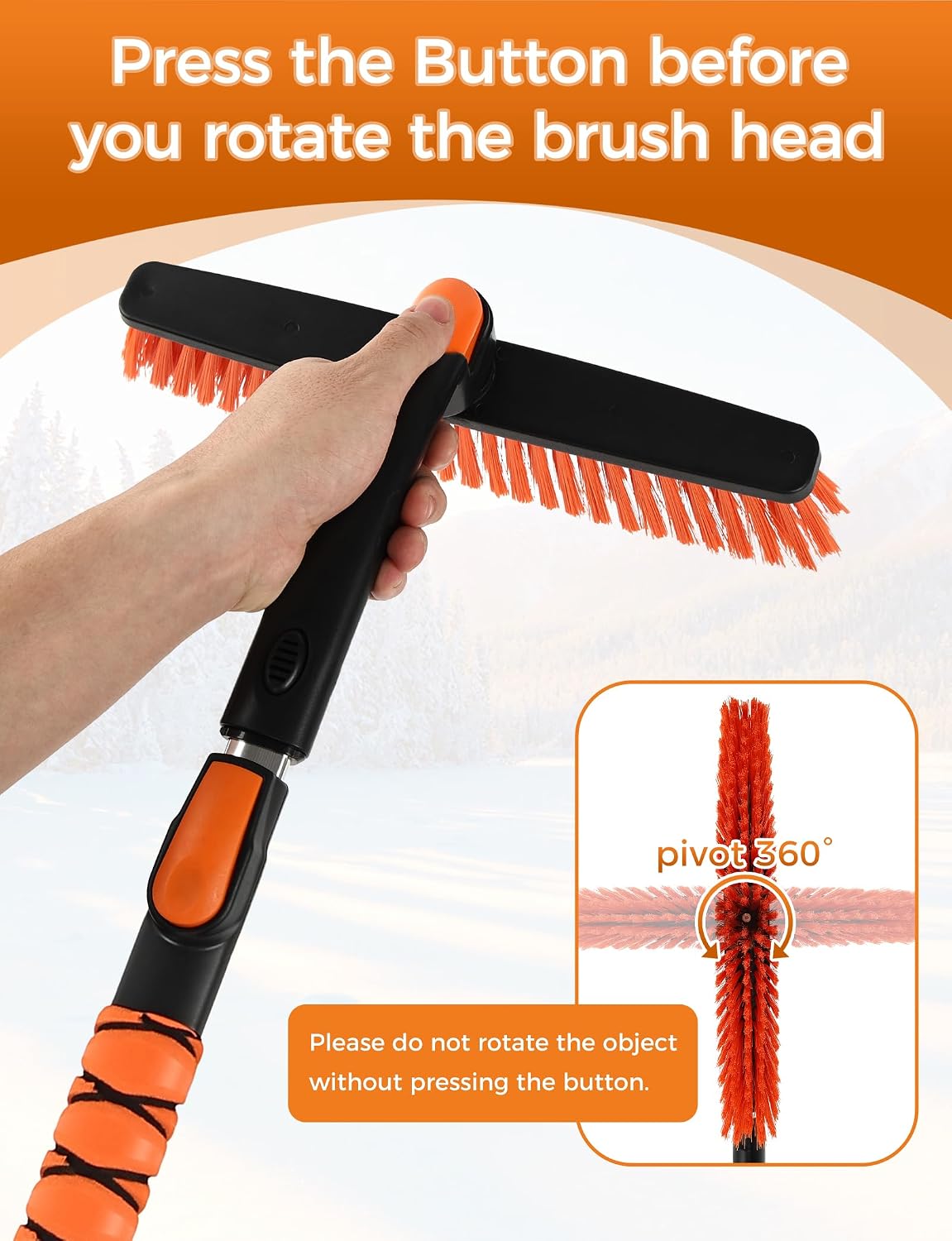 41" Ice Scrapers for Car Windshieldand Extendable Snow Brush with Foam Grip and 360° Pivoting Brush Head for Christmas Car Auto Truck SUV