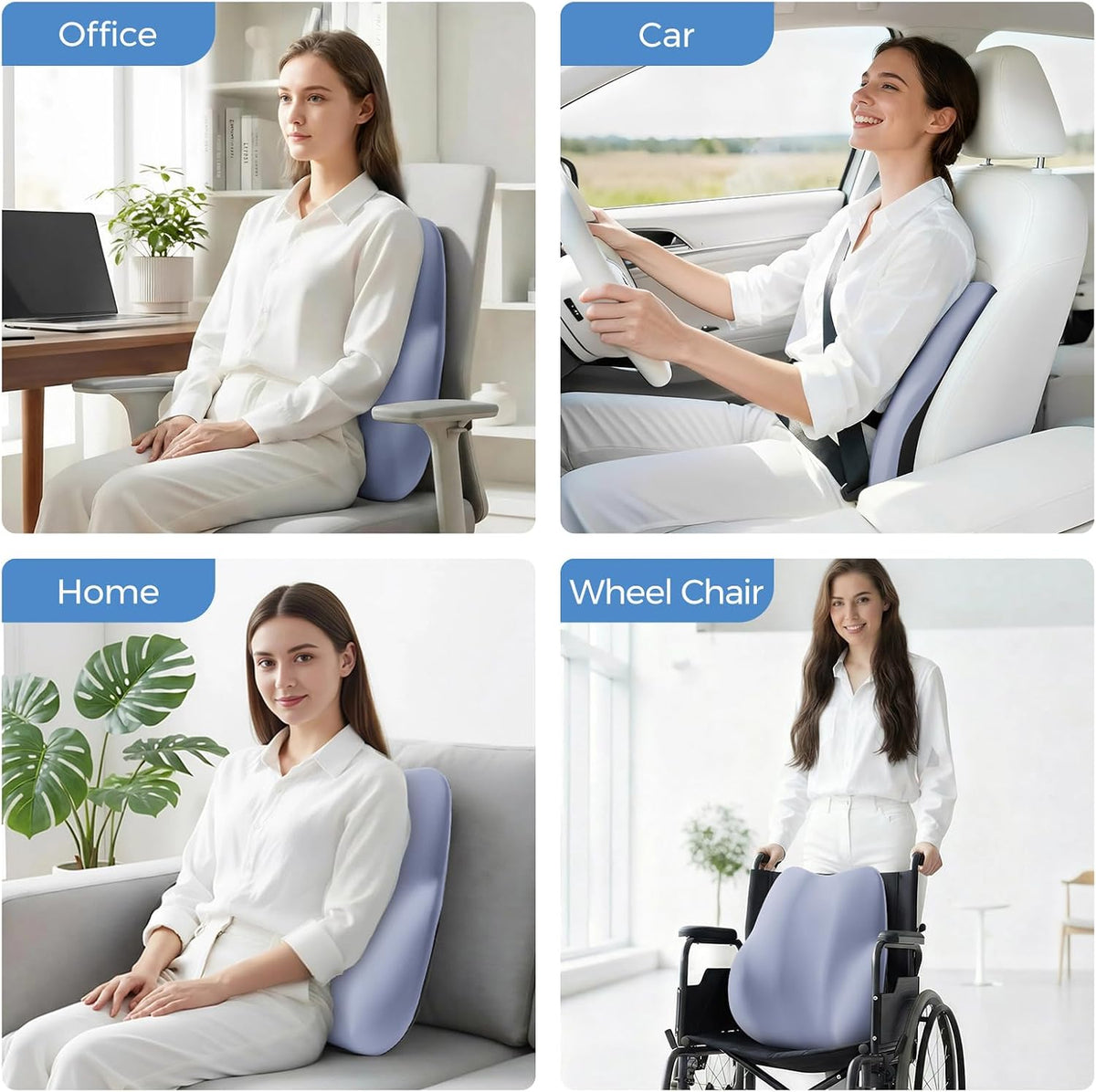 BEBAS Ergonomic Lumbar Support Pillow for Car, Memory Foam Car Back Cushion