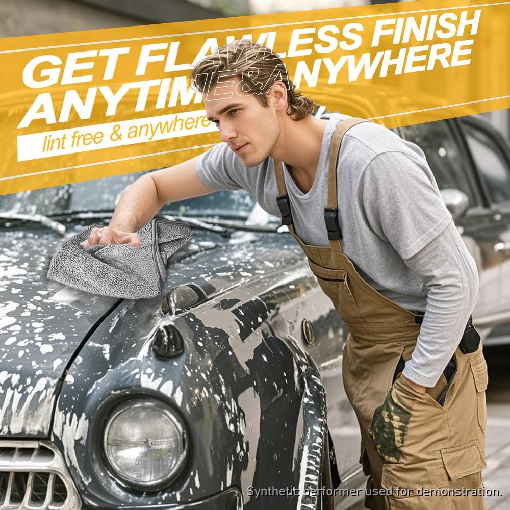 Car Wash Towels 16x16 - Microfiber, Grey 6-Pack