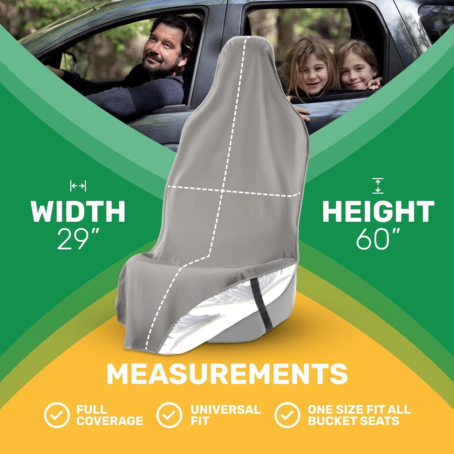 EliteSport Front Seat Cover, Universal Fit Waterproof, Sweatproof, Odor-Resistant, and Machine Washable Car Seat Protector with Non-Slip Underlayer for Pet, Travel, and Outdoor Adventure, Gray