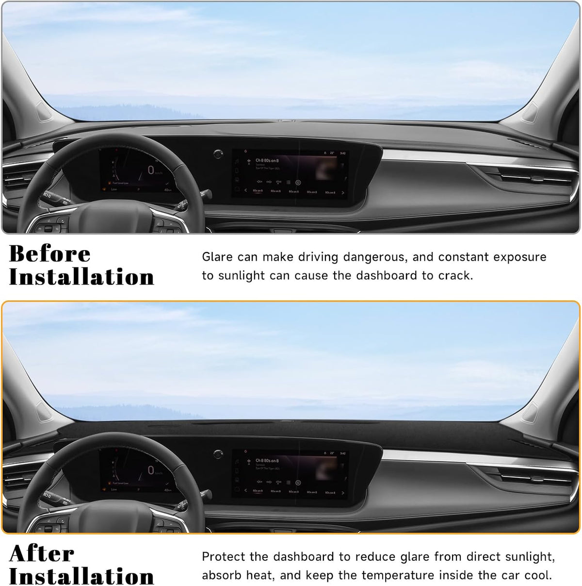 Black Dashboard Dash Board Cover Mat Carpet for Buick 2024-2025 2026 Encore GX Accessories Dash Cover Flannel Material Dash Mat Sunshade