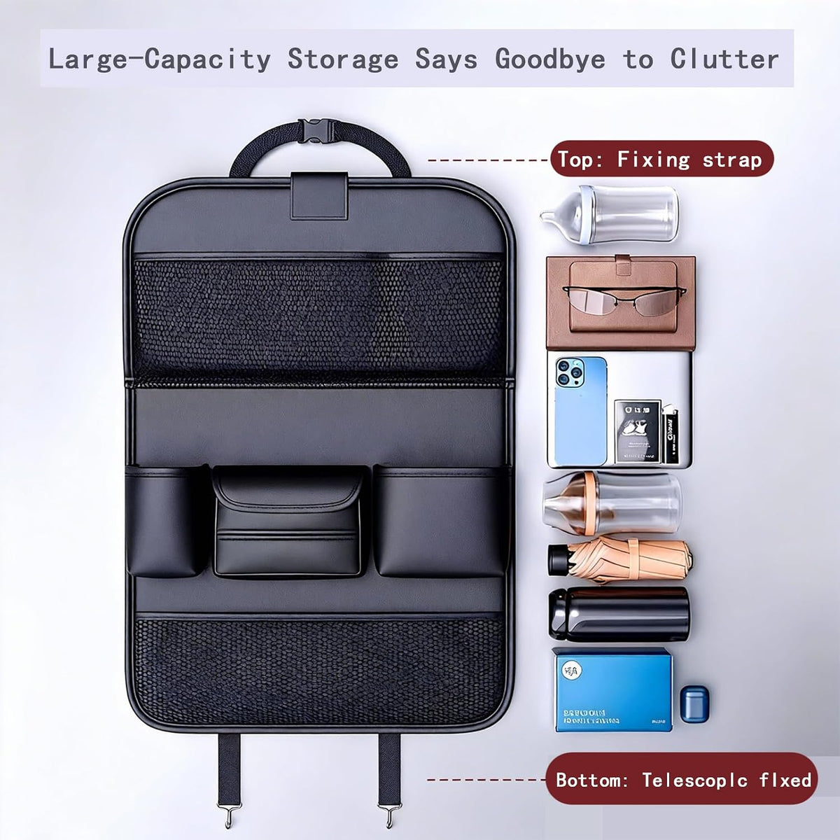 1 Pack - Car Organizer, Back Seat Car Organizer, Back Seat Organizer, Seat Organizer, Car Organizer and Storage Box.(Brown)