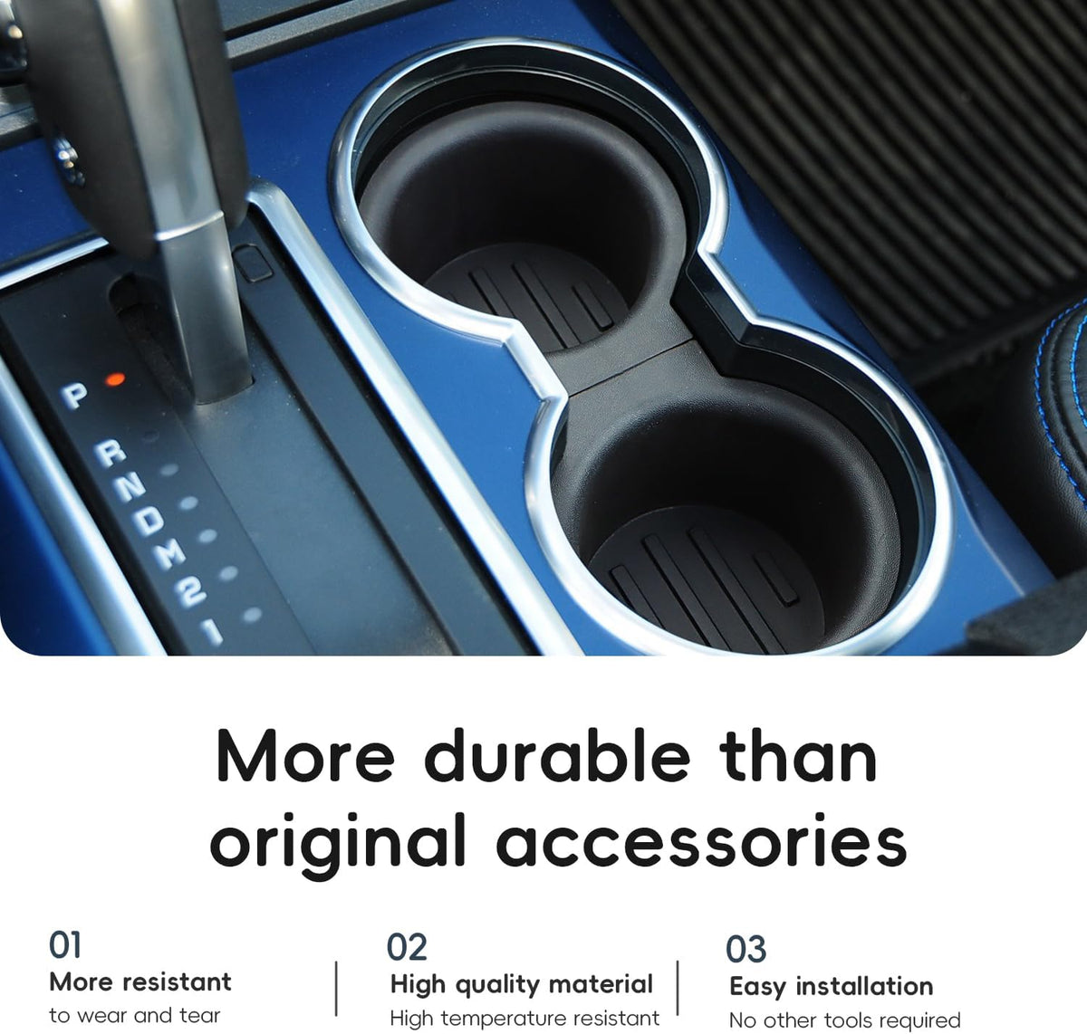 Front Console Cup Holder Inserts Replacement Compatible with Ford F150 2009-2014 with Flow Through Console 9L3Z-1513562-CB (2pcs)
