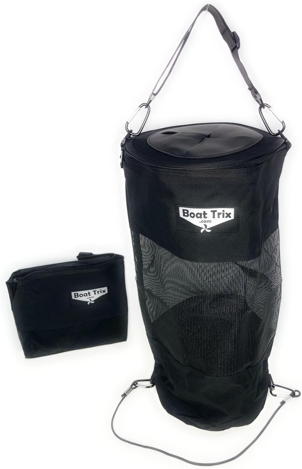 Boat Trash Bag Garbage Waste Can Reuseable Washable Mesh and Nylon/Polyester by Boat Trix Multiple Sizes and Models (Flapper Lid, Large)