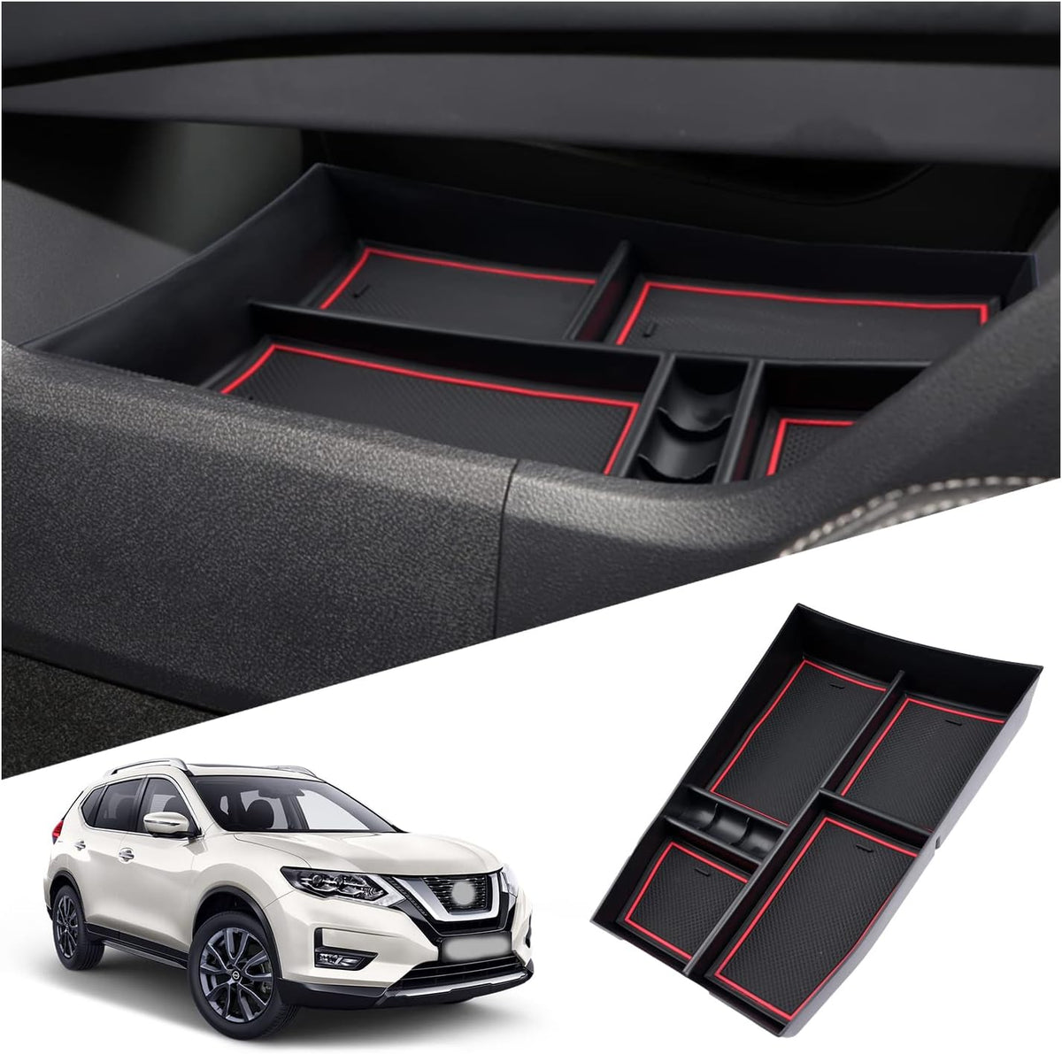 Ruiya 2026 Rogue Lower Console Organizer Nissan Rogue 2026 Accessories ABS with Coin Storage Under Console Organizer Compatible with 2021-2026 Nissan Rogue & 2026.5 Nissan Rogue All Trims