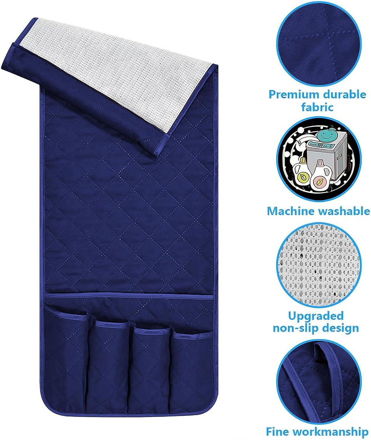 Armchair Caddy for Recliner, Non Slip Sofa Arm Organizer, Deep Blue