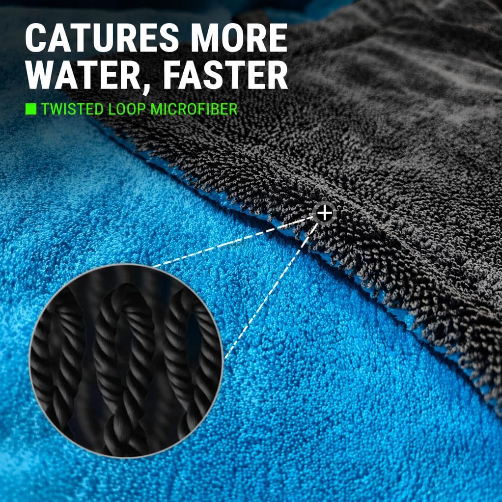 3-Pack Color-Coded Car Drying Towel Set 48"x24" Oversized Microfiber
