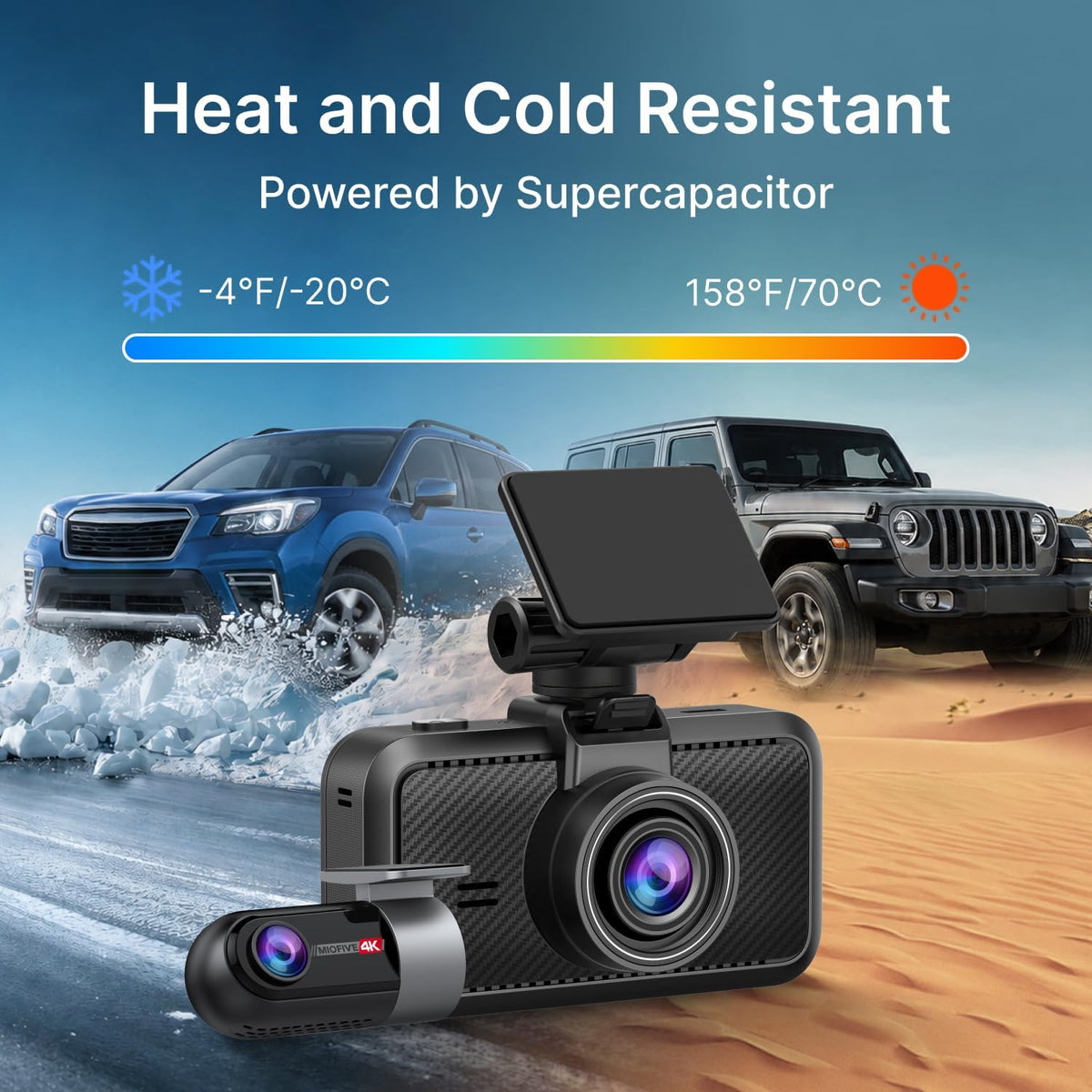 Dash Cam Front Rear, 4K Front + 4K Rear Full HD Dash Camera for Cars Built-in Wi-Fi Bluetooth GPS with 64GB SD Card, 3.0” IPS Screen with App Control, G-Sensor, HDR, Night Vision, 24H Parking Mode