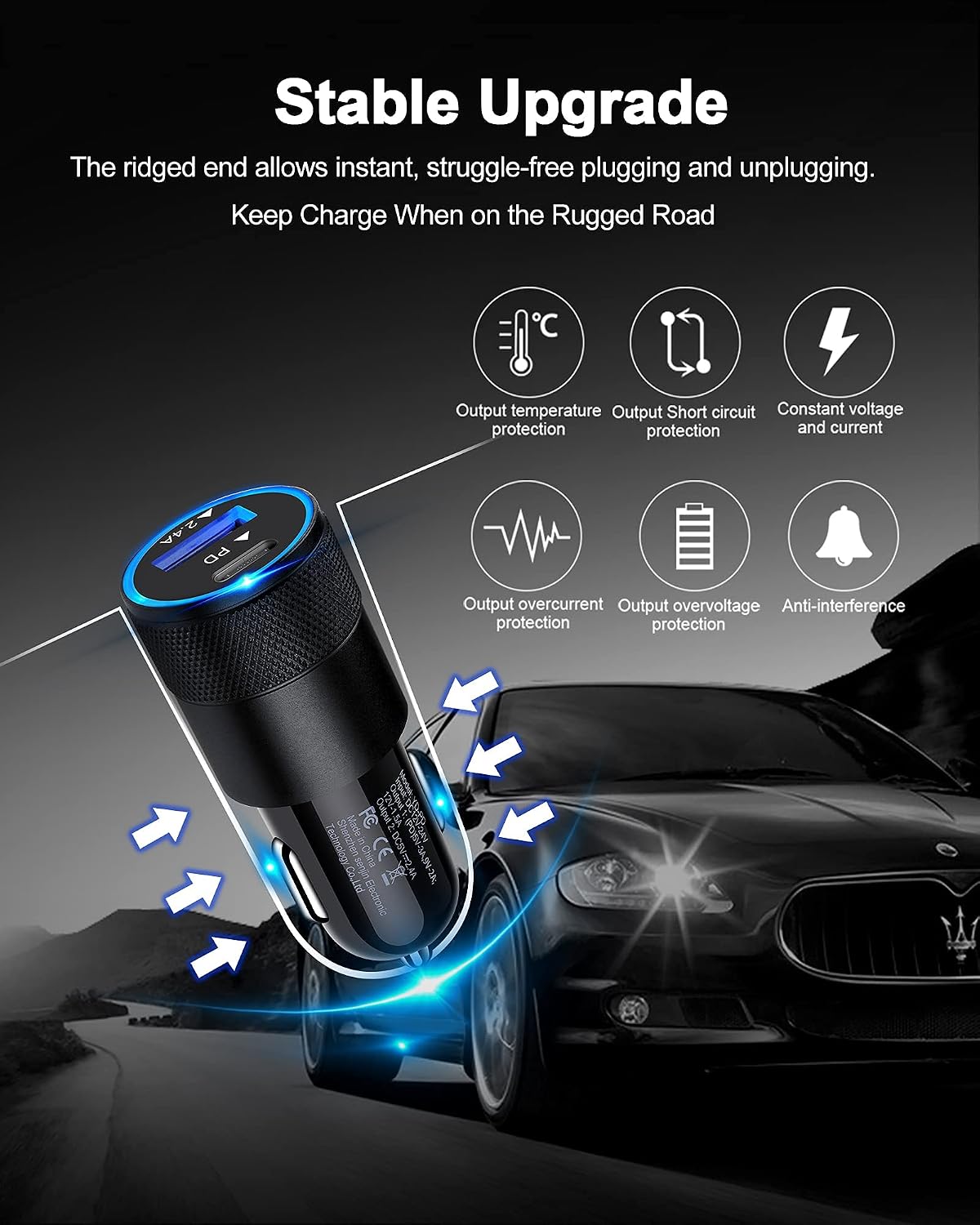 AILKIN 30W PD USB C Car Charger, USB Type C Fast Power Charging Block