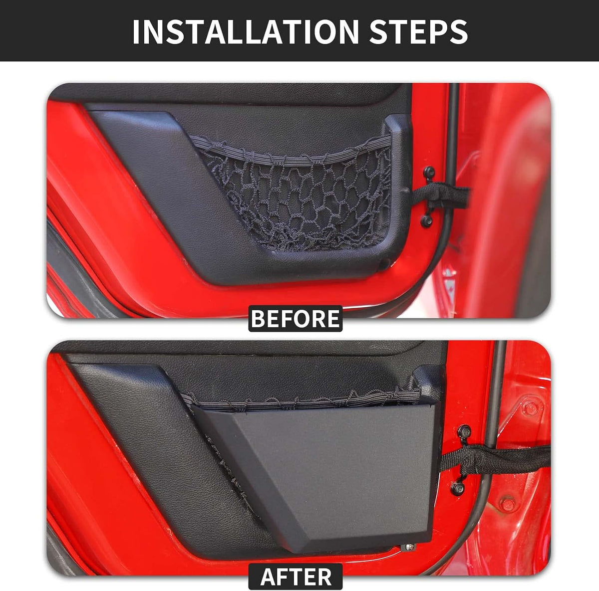 Hoolcar Rear Door Storage Pockets, Side Insert Organizer Box Metal Net Pocket Replacement for 2011-2017 Jeep Wrangler JK JKU, Interior Storage Expansion Accessories, Black, 2PCs