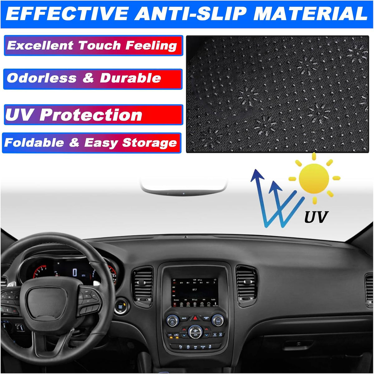 Dashboard Mat Cover Pad - Compatible with Dodge Durango SXT Limited GT R/T Citadel (2011-2020) | Custom Fit Dash Mat | Anti-Glare & UV Dash Protector | Interior Dashboard Protection Pad