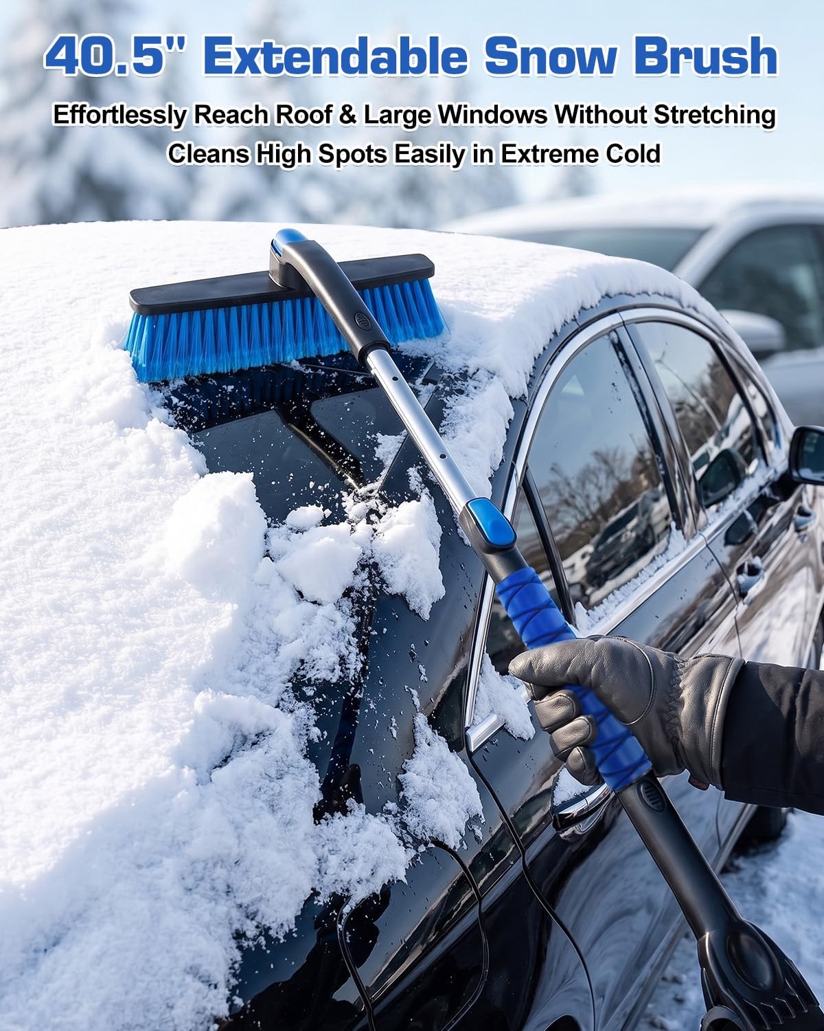 40.5‘’ Extendable Snow Brush & Ice Scraper for Car SUV Windshield