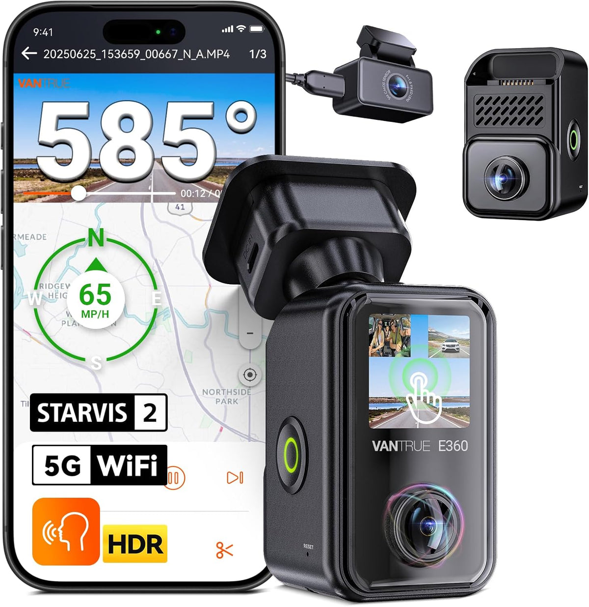 Vantrue E360 Plus All Channel Dash Cam 585° Fisheye