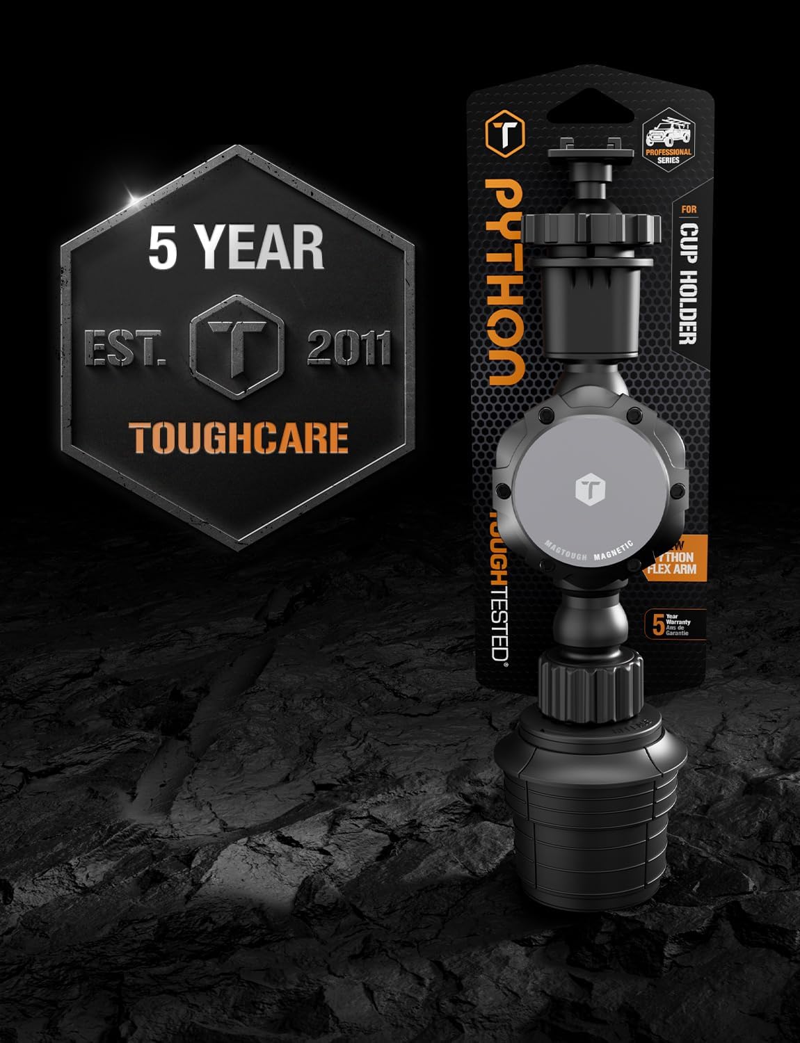 ToughTested MagTough Python Cup Holder Phone Mount for Car, MagSafe, 360°