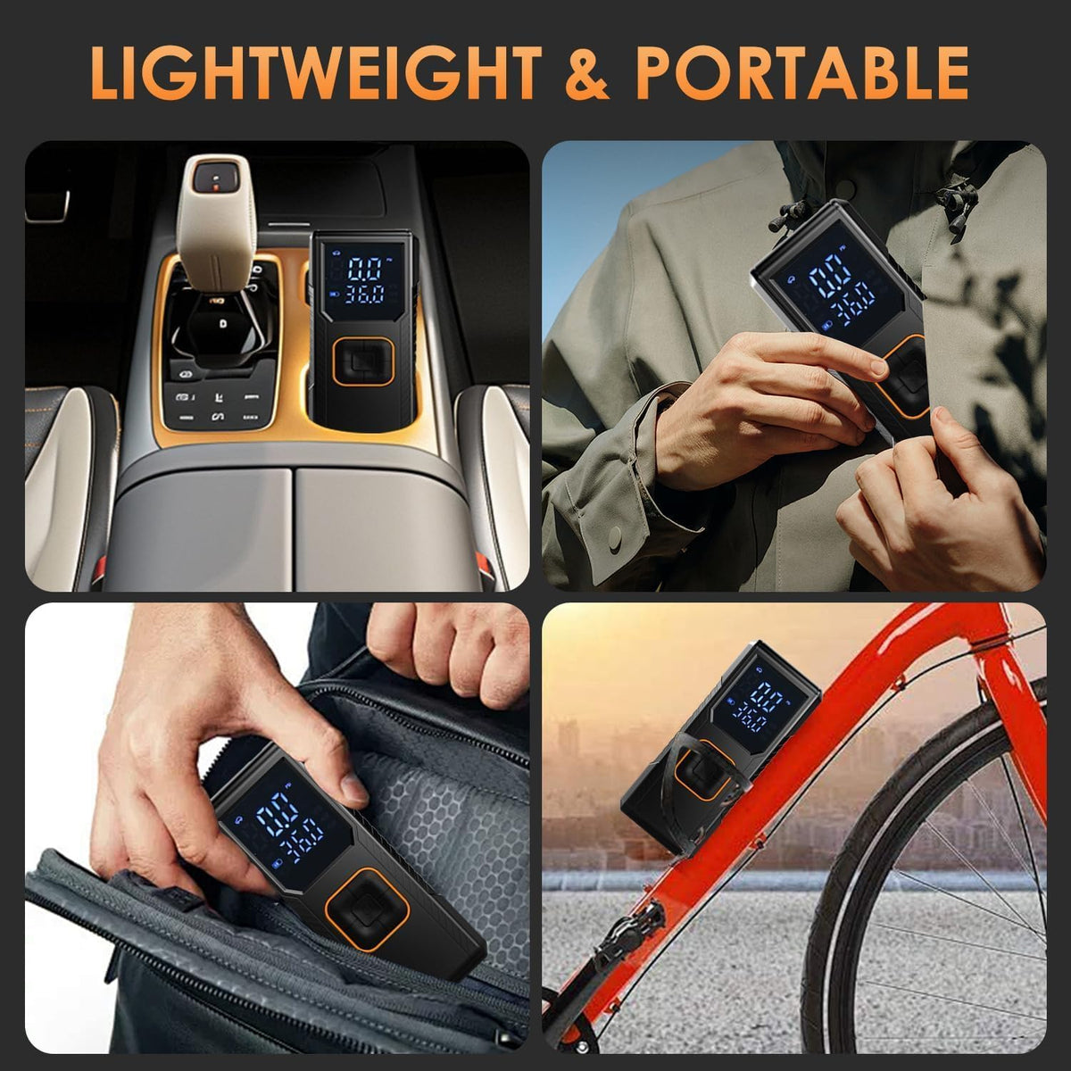 Tire Inflator Portable Air Compressor, 150PSI Cordless/12V DC Air Pump for Car Tires with Pressure Gauge, Auto Shut-Off, Faster Tire Inflator Bike Pump for Car, Motorcycle, Bicycle, Ball