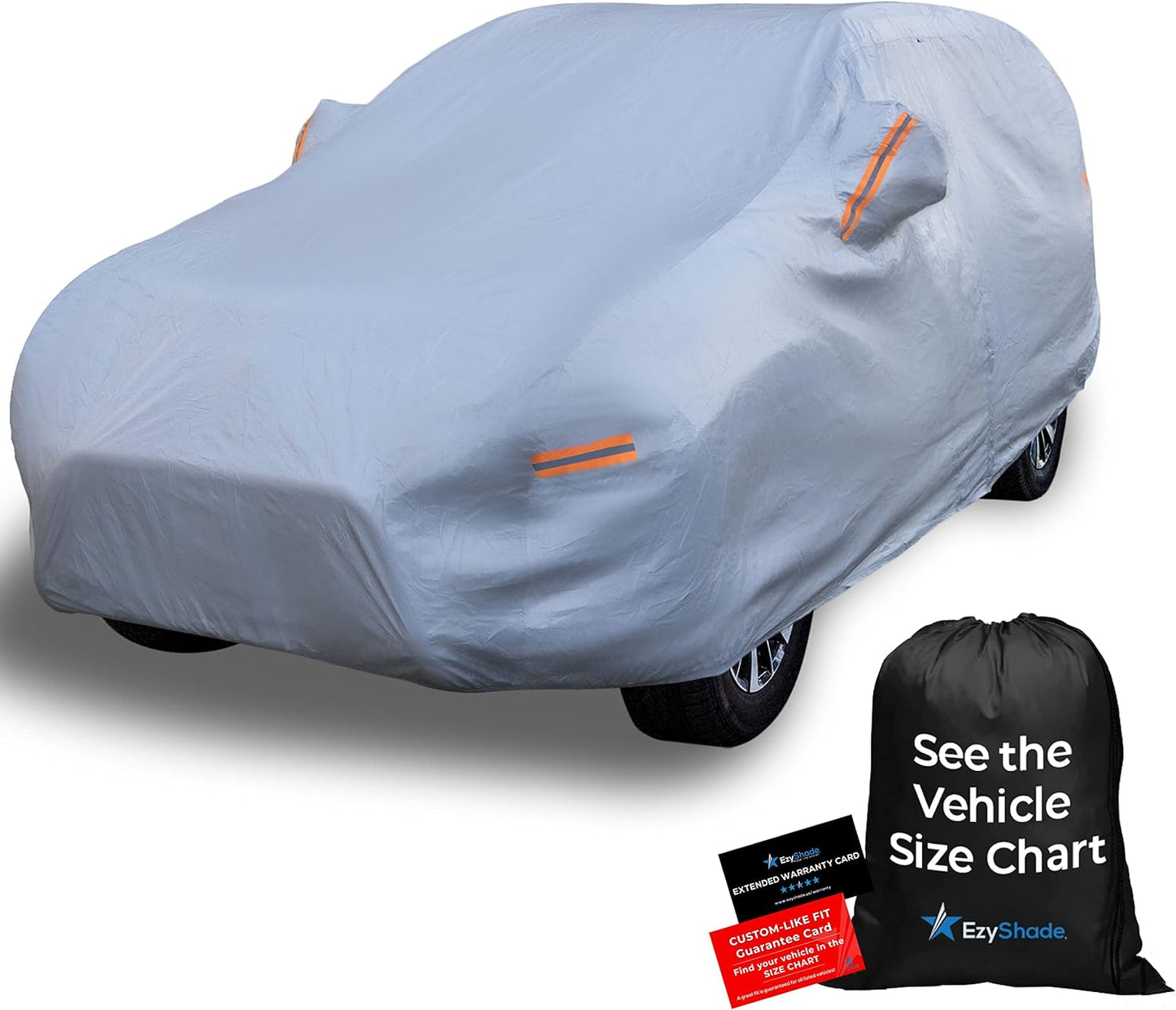 EzyShade Multi-Layer SUV Car Cover Waterproof All Weather - See Vehicle Size-Chart - Outdoor Full Exterior Covers for Automobiles - Heavy Duty Tarp Jeep Rav4 Equinox Trax CRV. Size S4 (See SizeChart)