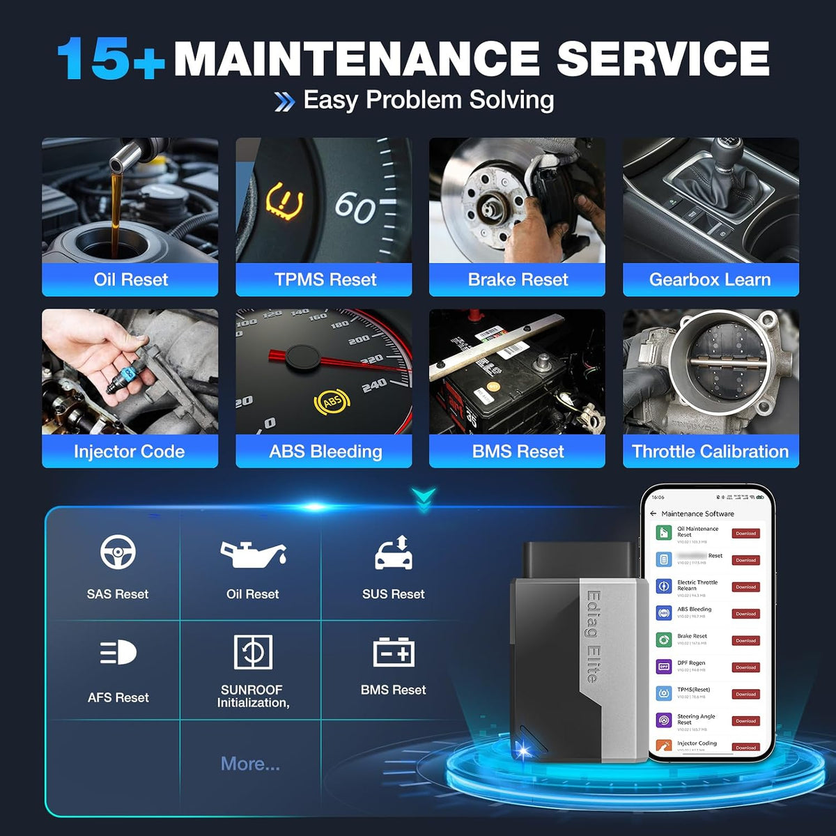 Ediag Elite KINGBOLEN Bluetooth OBD2 Scanner, Lifetime NO Cost Update