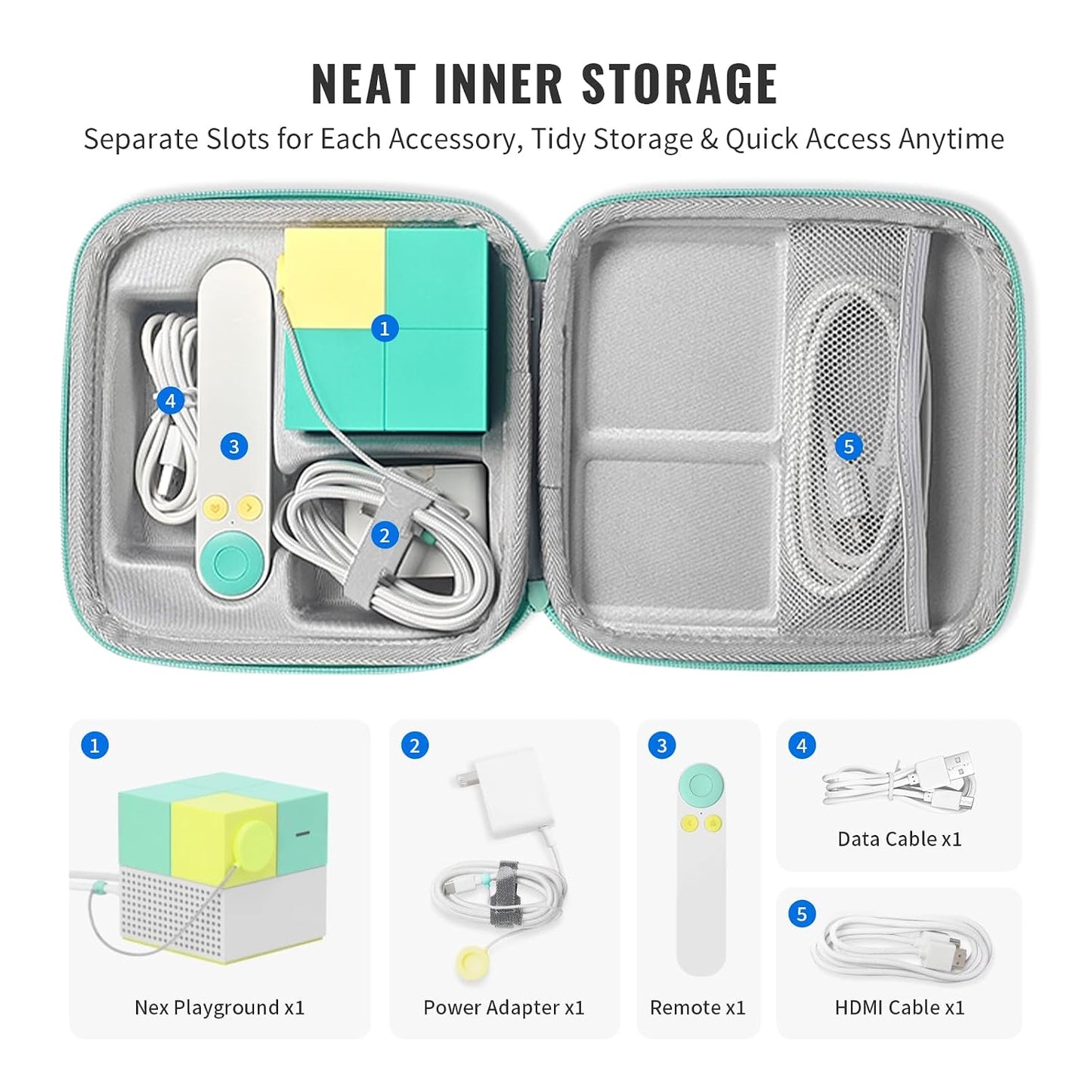 JOYTORN Hard Travel Carrying Case Compatible with Nex Playground Active Play System Console, Portable Storage Bag with Dedicated Compartments for Remote, Adapter and Base Accessories