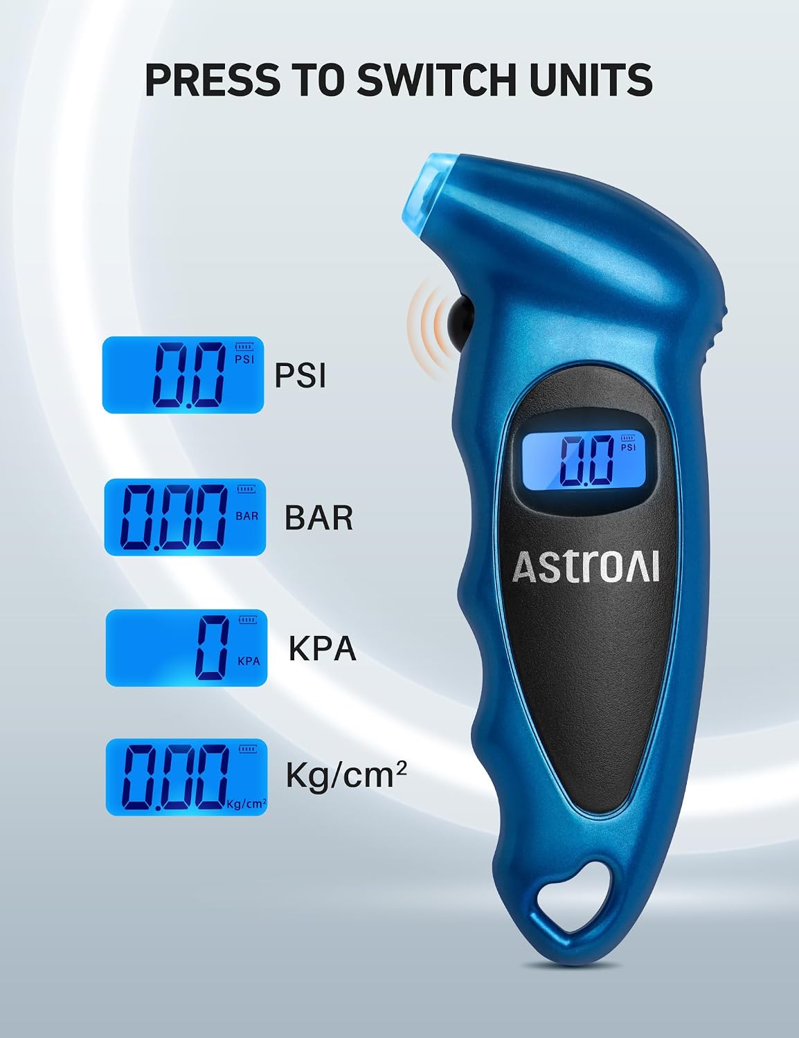 AstroAI Tire Pressure Gauge Digital 0-150PSI (Accurate in 0.1 Increments), 4 Units for Car Truck Bicycle with Backlight LCD and Presta Valve Adaptor
