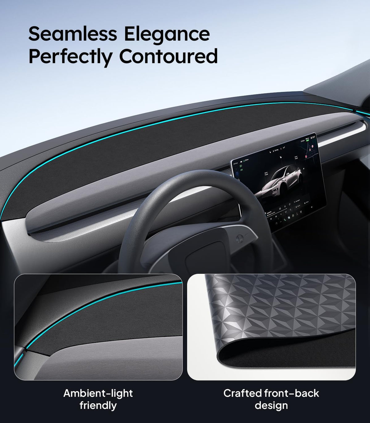 Wigoo Dashboard Cover for Tesla Model Y Juniper & Model Y L, Anti-Glare