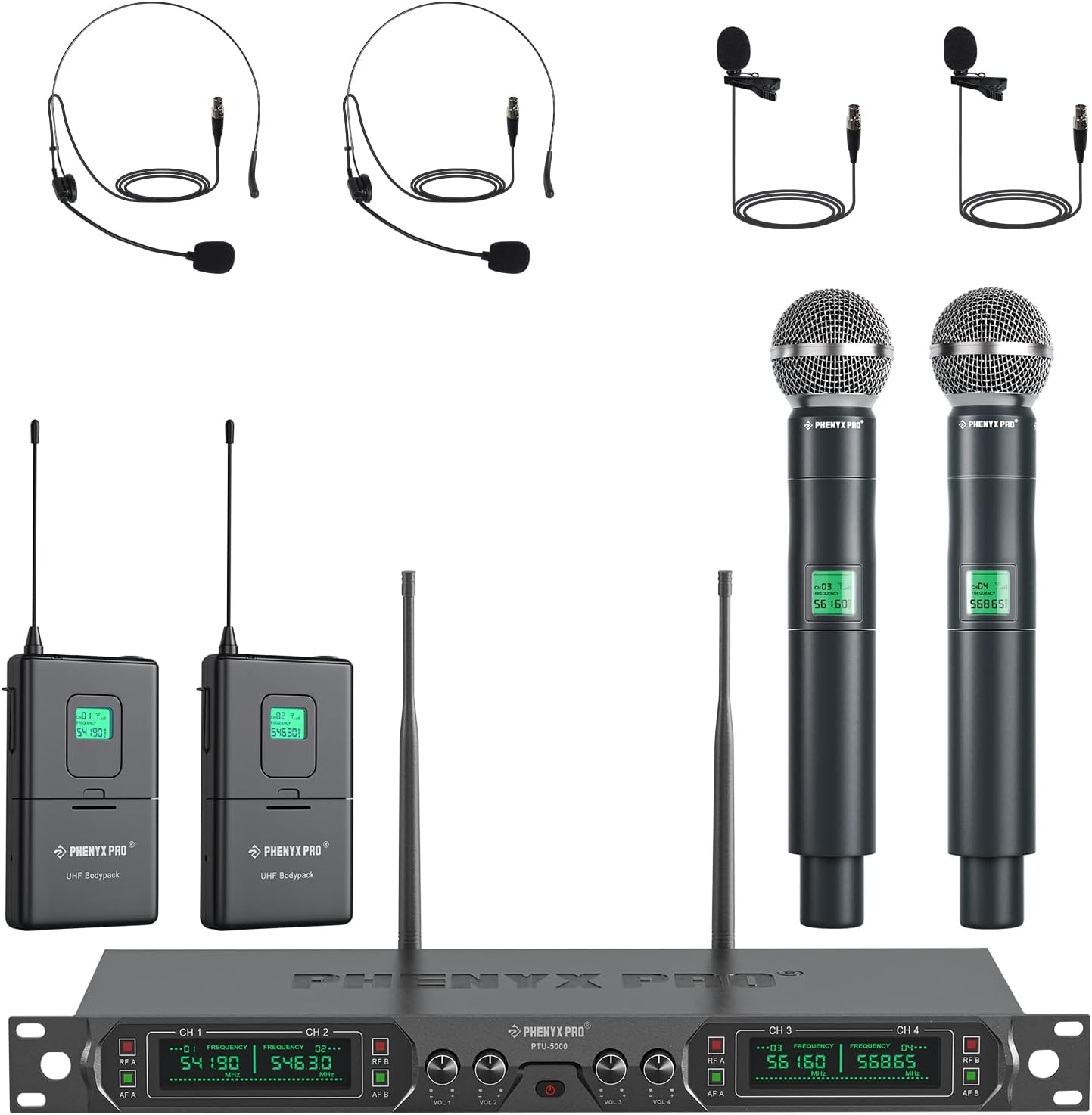 Phenyx Pro Wireless Microphone System PTU-5000-2H2B Bundle with The Customizable Large Size Carrying Case