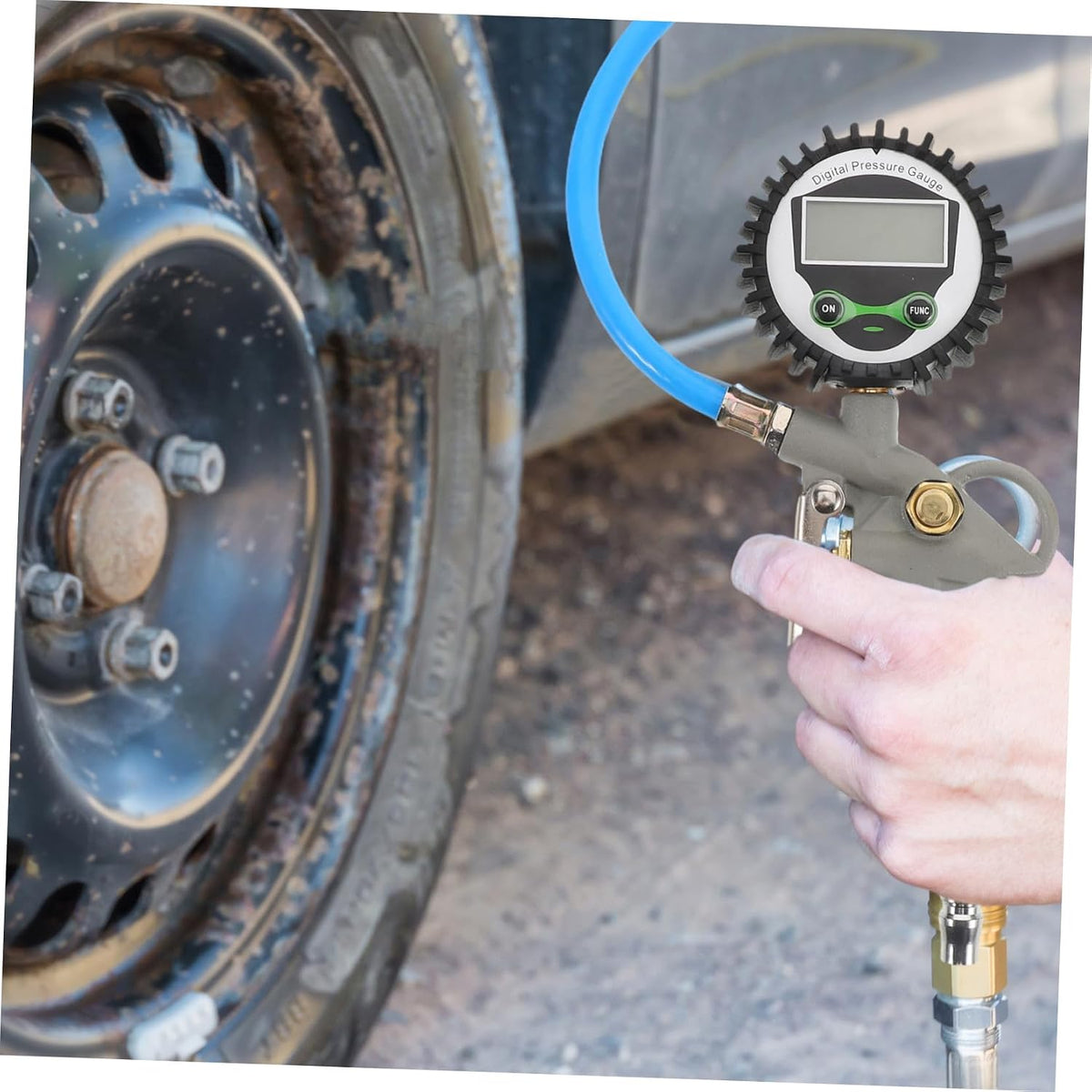 PRETYZOOM Digital Tire Pressure Gauge Stainless Steel Tire Pressure Measuring Tool with Large Handle for Easy Reading Precision Accuracy for Cars and Trucks
