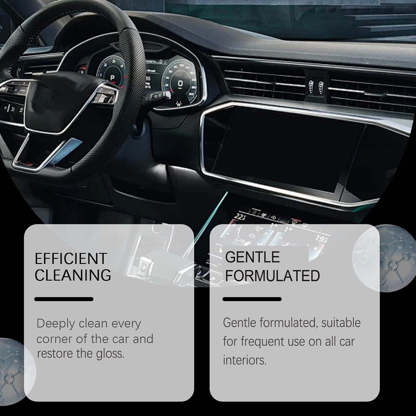 Multi-Purpose Car Interior Cleaner for Leather, Seats, Fabric, Vinyl, Car Cleaning Supplies, Interior Detailer Spray, Remove Stain, Dust and Grime, Gloss Restore (4Pcs)