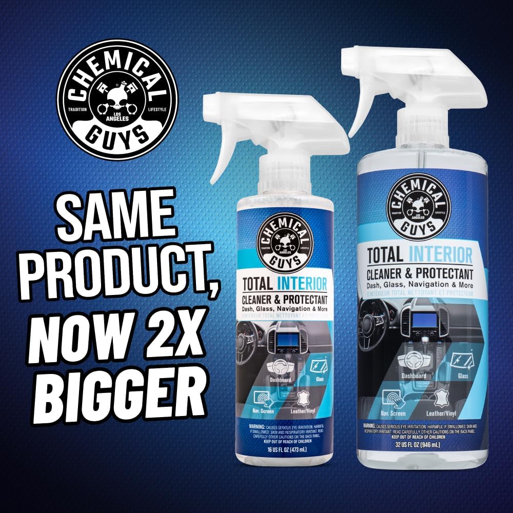Chemical Guys, Total Interior Cleaner & Protectant, Leather & Vinyl, 32 oz | Cleans dashboards, seats, door panels, trim and glass in one step, leaving a fresh, streak-free, factory-style look