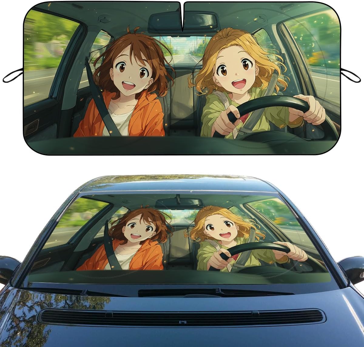 Hummingbirds Car Windshield Sunshades Hibiscus Tropical Garden Floral Summer Front Window Sun Shade Blocks UV Rays Sun Visor Protector for Car Sedan Truck SUV Accessories 59" L x 31.5" W