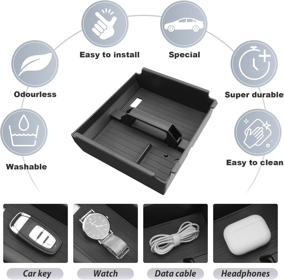 SKTU 2025 2026 4Runner Center Console Organizer for 2025 2026 Toyota 4Runner Console Tray Toyota 4Runner 2025 2026 Accessories Middle Console Organizer with Sunglasses Holder