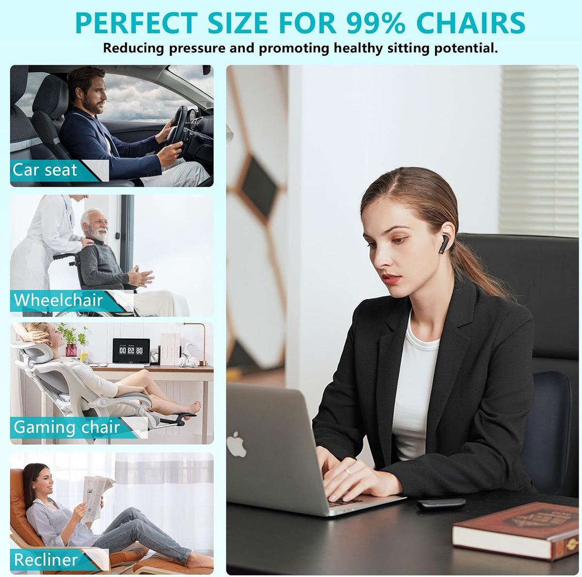 FLORICH Lumbar Support with Car headrest Back Pillow for Chair Headrest Pillow with Gel Memory Foam Massage Point Memory Foam Back Pillow for Office Chair(Grey)