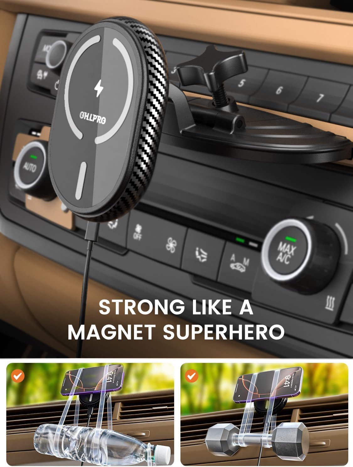 OHLPRO CD Slot Magsafe Car Mount Charger, 3M Adhesive Base for Dashboard