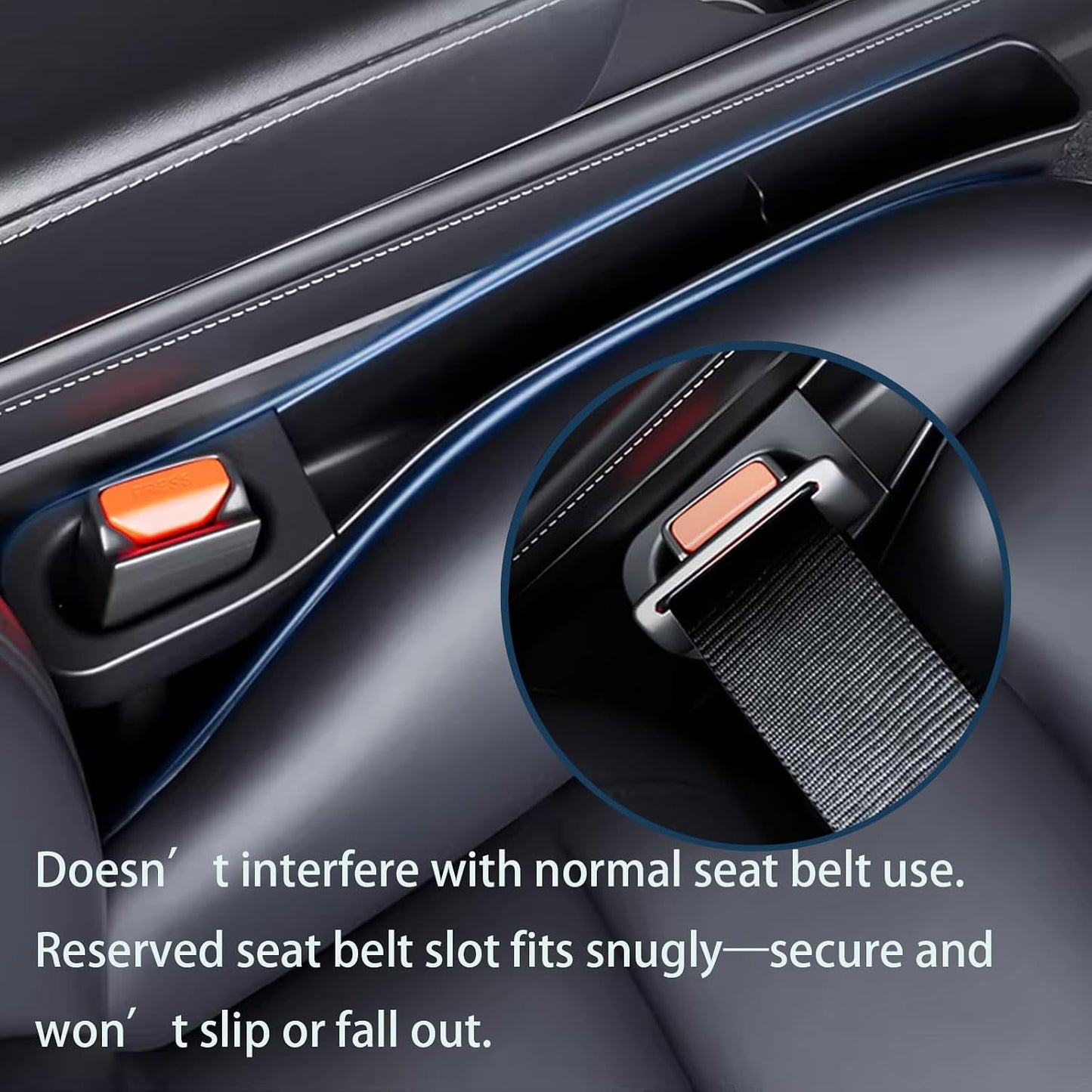 Seat Gap Filler for Tesla Model 3/Y 2020-2025 Standard Seats | Soft TPE material, seat gap storage organizer,tool-free installation, phone key card storage, driver passenger sides