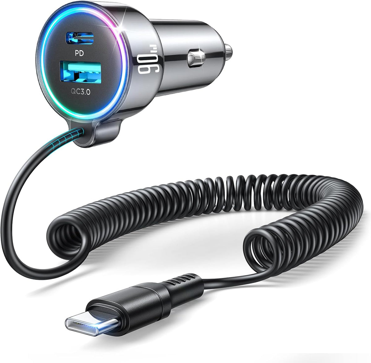 FLYLEAD 90W Car Charger USB C Fast Charge,PD45W for iPhone 18/17/16 Pro Max