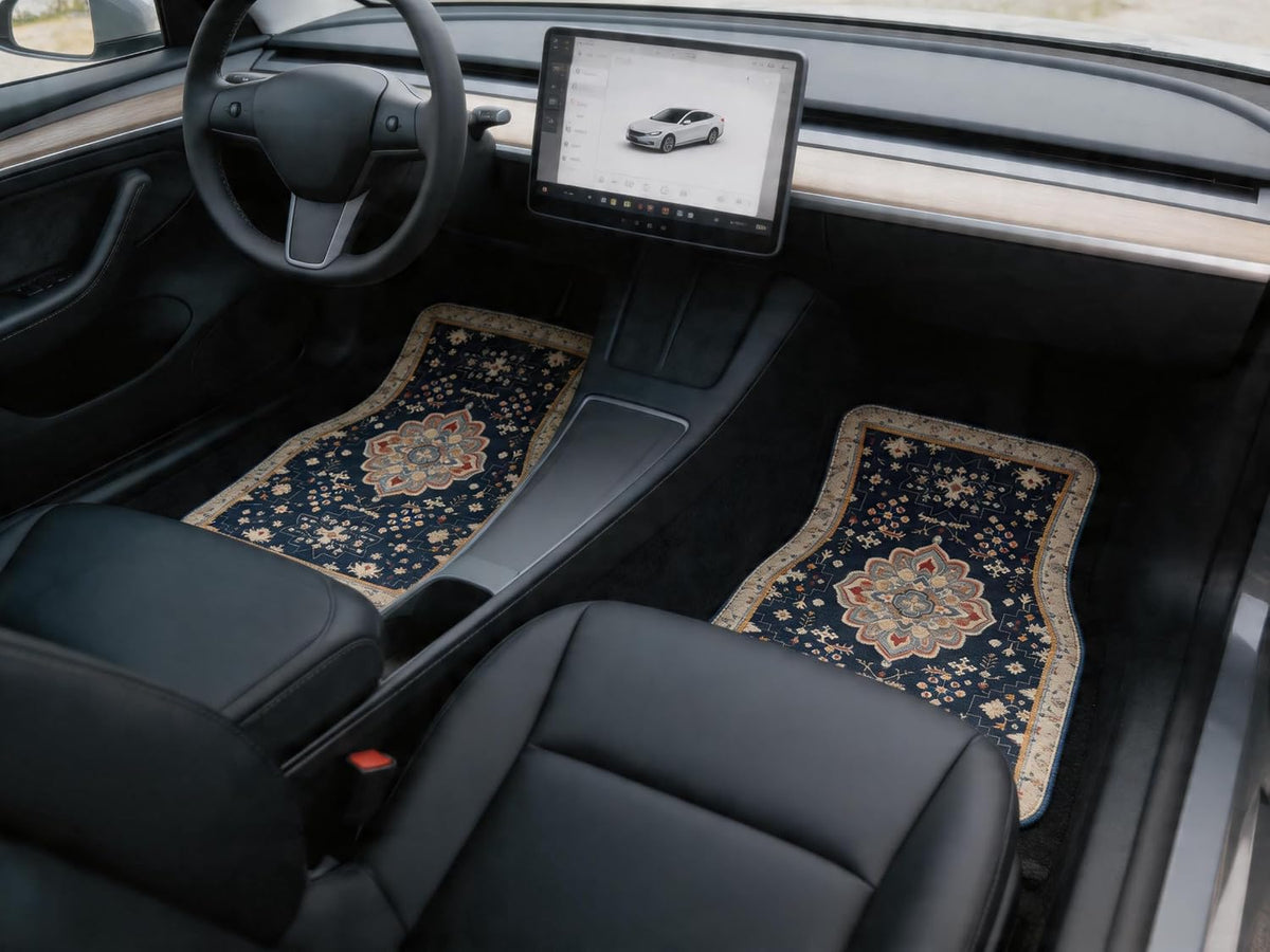 Persian Rug Car Floor Mats Universal Vintage Blue Set