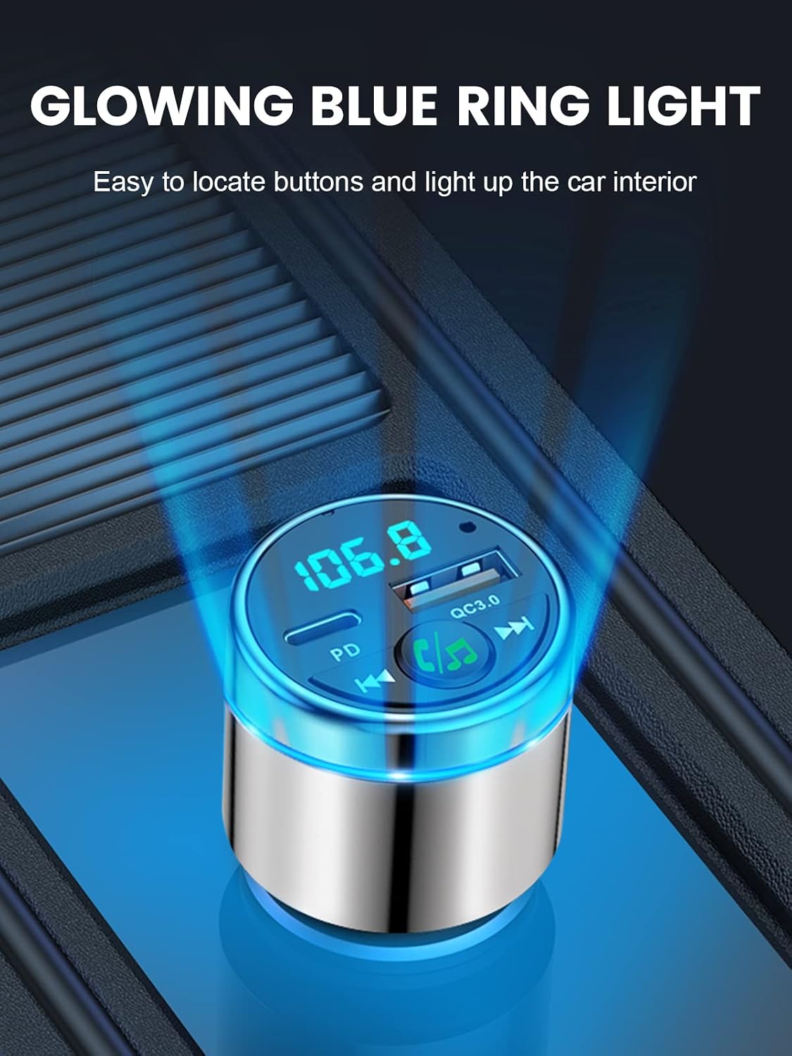 RIWUSI FM Transmitter for Car Bluetooth 5.3, Wireless FM Radio Car Adapter