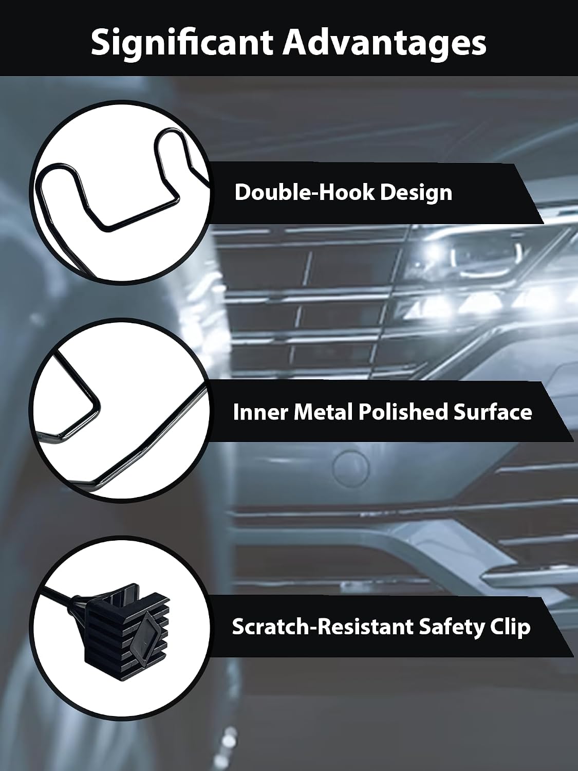 2 Pack Hard Hat Holder for Truck, Heavy Duty Metal Work Truck Accessories for Car Seat Headrest, Seat Back Hanger with Double Hook for Safety Helmet Vest Caps Jackets