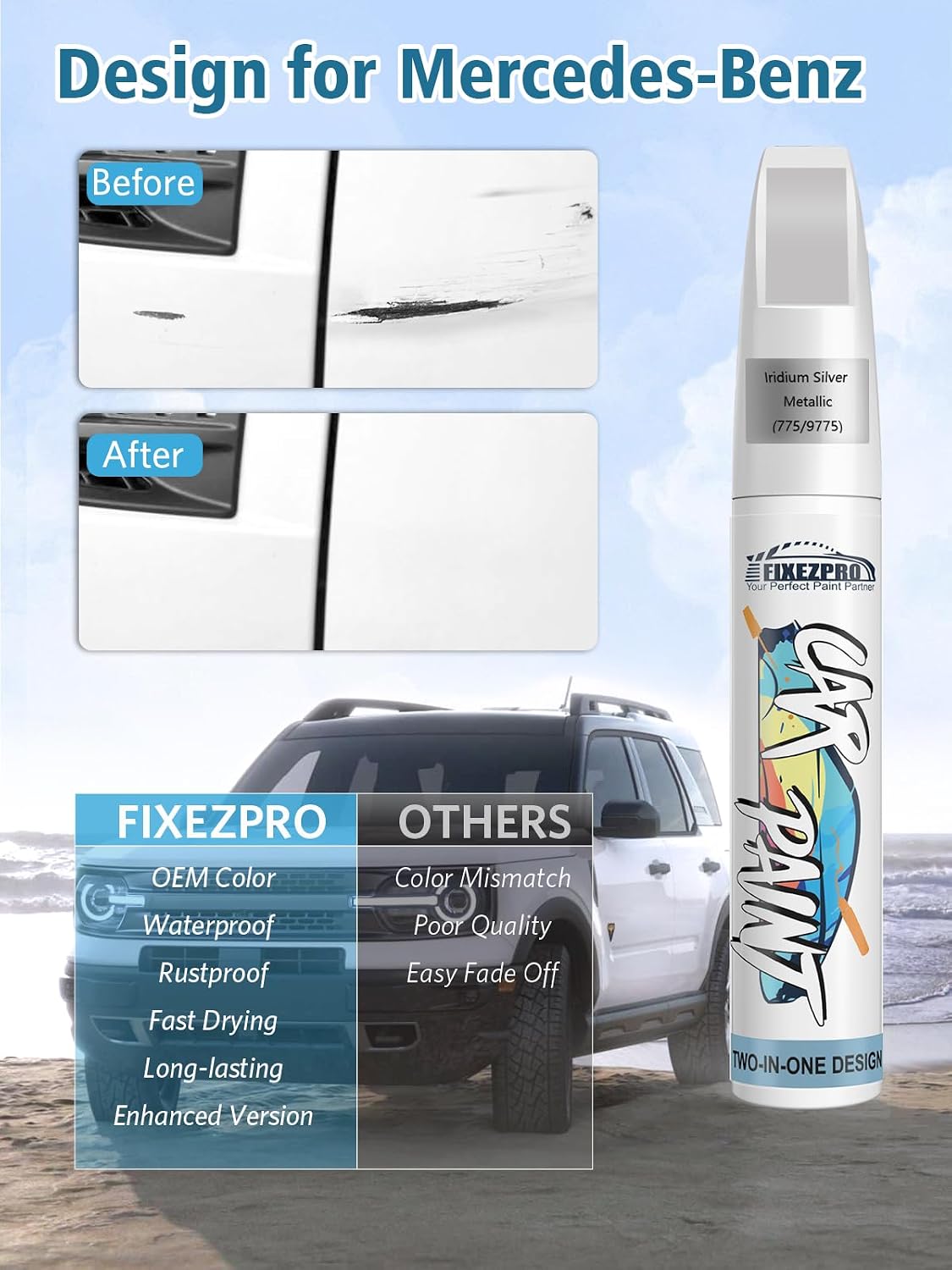 775/9775 Iridium Silver Metallic Touch Up Paint for Mercedes-Benz