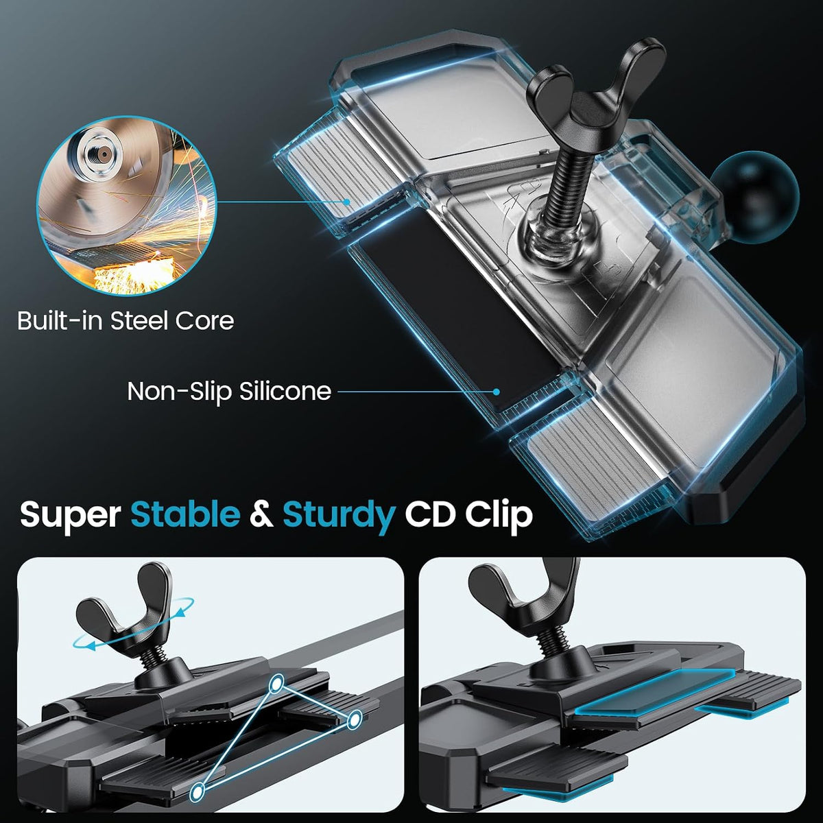 APPS2Car Wireless Car Charger Mount CD Slot Auto Clamping 15W Fast Charging