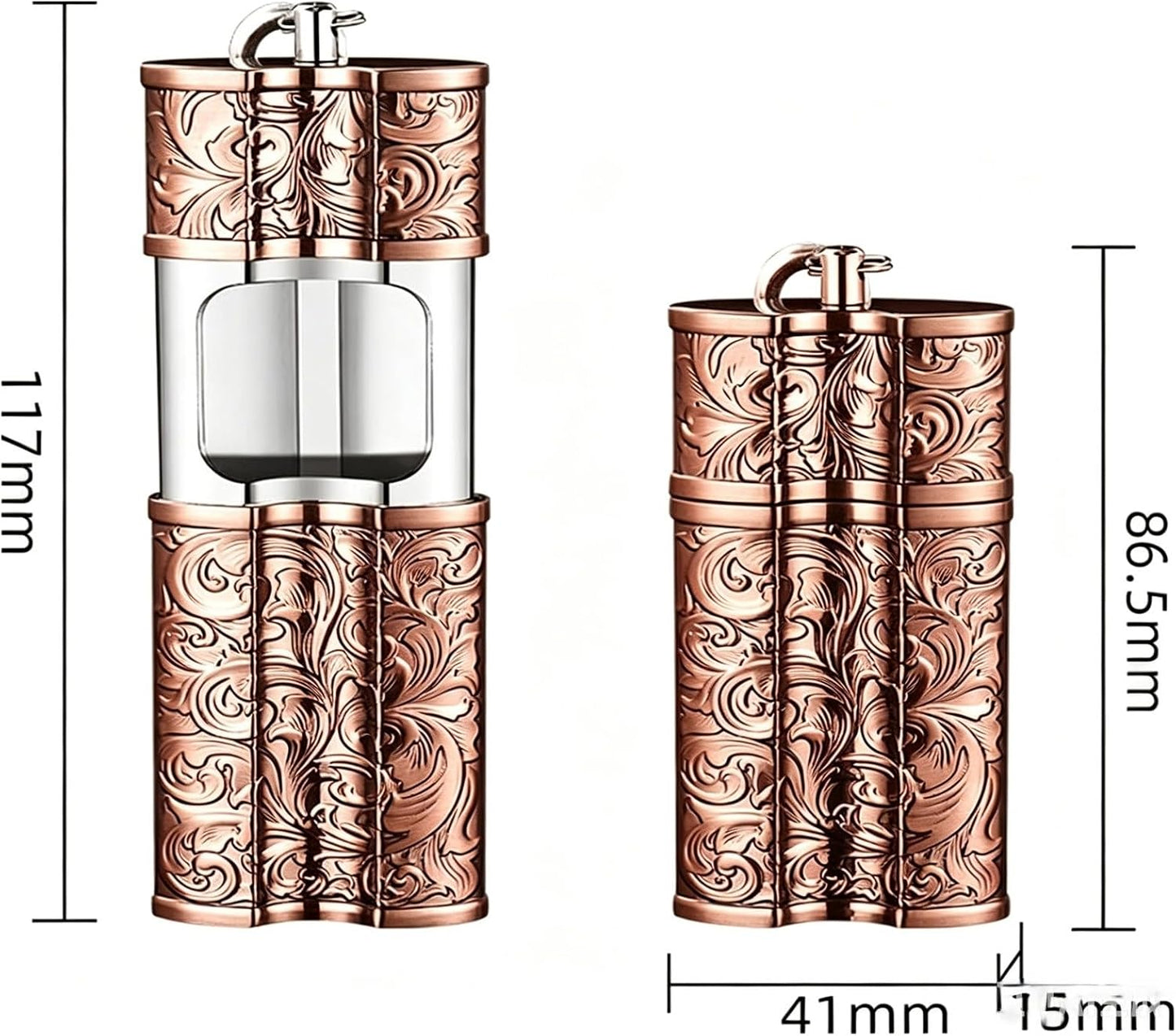 Renaissance Copper Portable Ashtray for Cigar, Smell Proof Pocket Ash Tray with Lid & Holder, Metal Fireproof Travel Cigarette Container for Outdoors, Car, Golf and Business Trip, Premium Gift