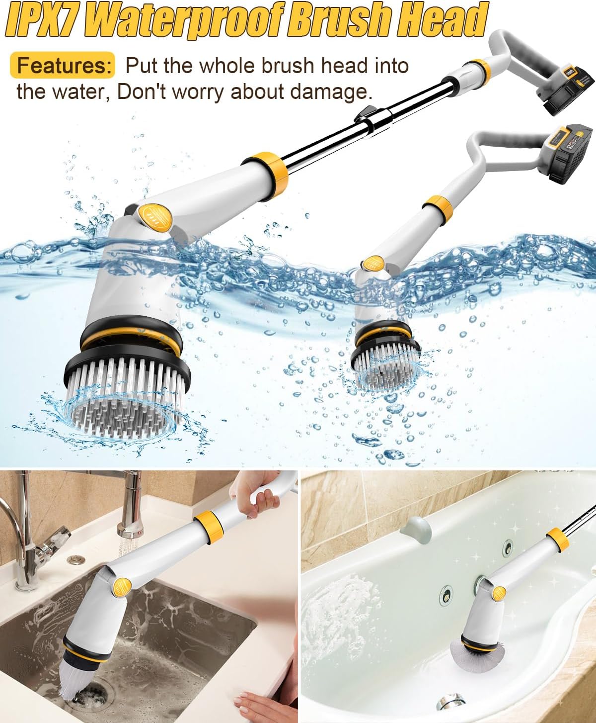 Qimedo Electric Spin Scrubber Q2, 4000mAh Battery, 1500RPM High Power