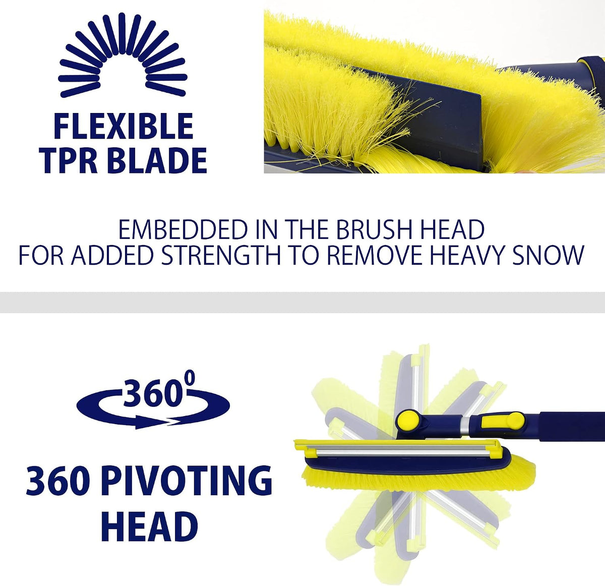 Michelin Snow Brush for Car Windshield - Snow and Ice Scraper with 43–63" Extendable Handle, 13" Swivel Head with Squeegee, 5" Heavy Duty Ice Scraper for SUV, Truck, Van, Auto Cleaning