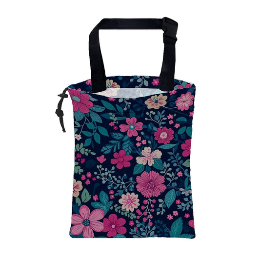 Car Trash Bag Watercolor Floral and Green Leaves Leak-Proof Car Garbage Bag with Drawstring Foldable Canvas Trash Bin with Adjustable Buckle for Car Accessories