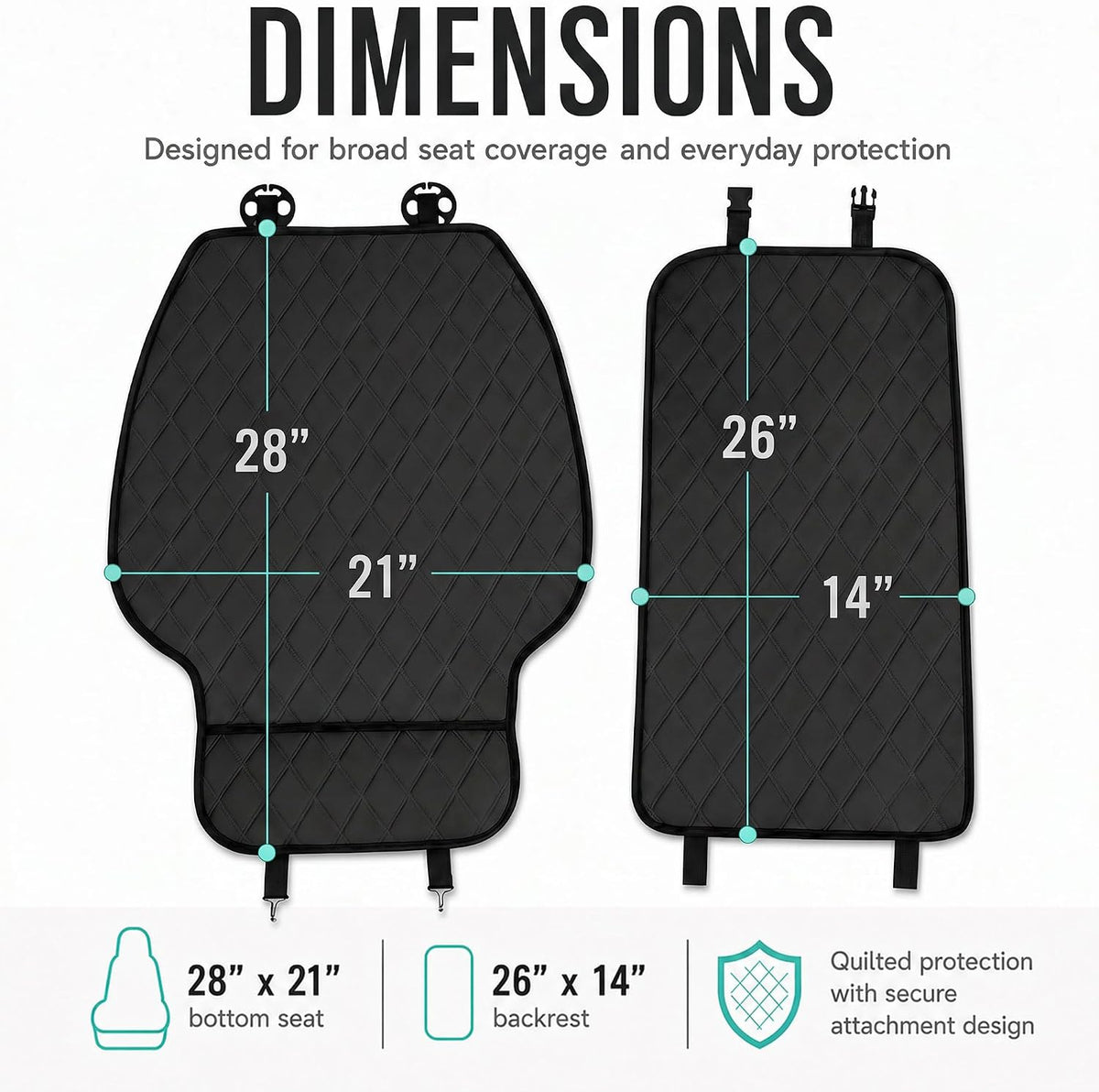 FH Group Car Seat Cushion – Neosupreme Single Front Seat Cover with Front Pockets, Airbag Compatible, Universal Fit Car Seat Cushion for Driver or Passenger Seat, SUV, Truck, Sedan & Van – Black