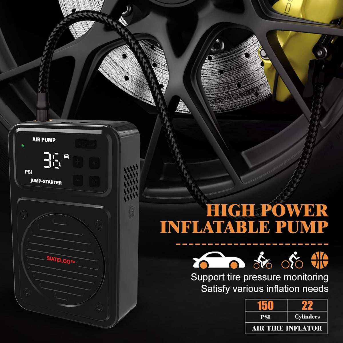 3000A Portable Car Jump Starter with Air Compressor