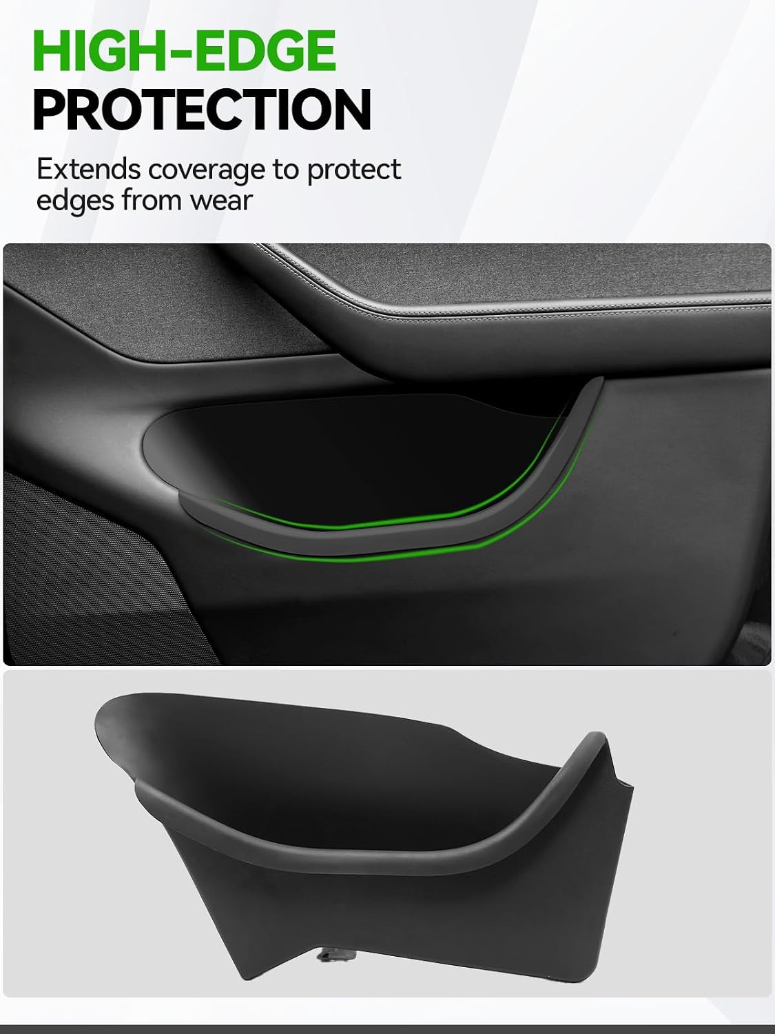 4PCS Door Side Storage Box Full-Wrap Pocket Liner compatible with 2026 2025 Tesla Model Y Juniper Accessories TPE Front and Rear Full Cover Door Side Organizer Tray(Not fit Standard)