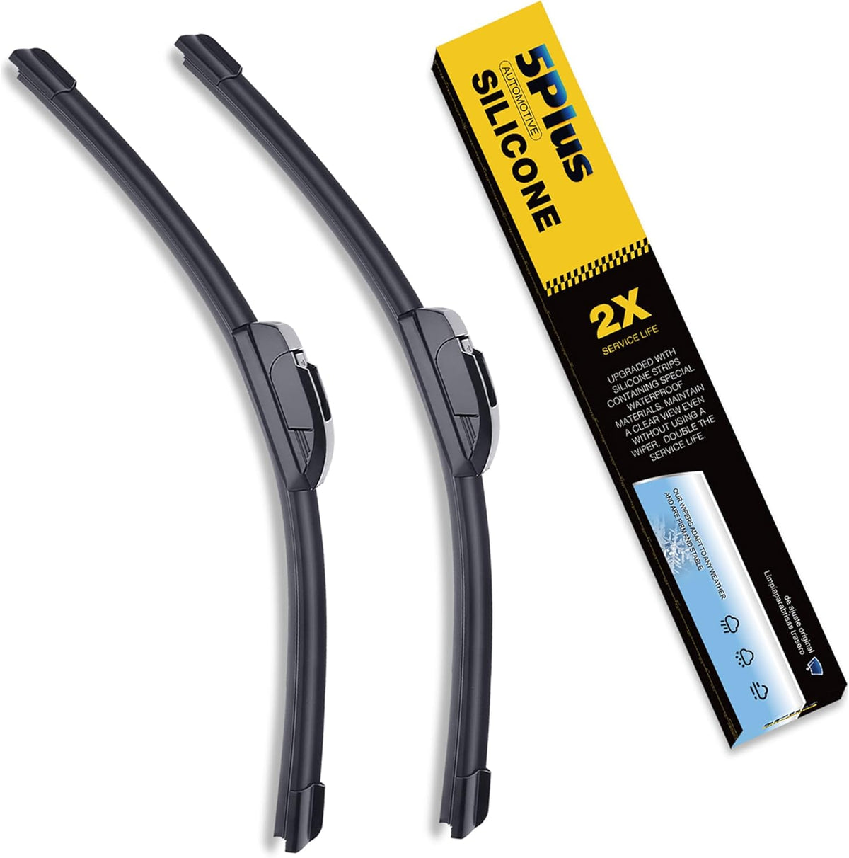 5 PLUS® Silicone Wiper Blades 22 inch wiper blades 2 pack Replacement For Ford F Series 2020-2012 Expedition 20-08,Chevy Silverado GMC Sierra Series 2023-2019 06-99,Impala Suburban, Windshield Wiper